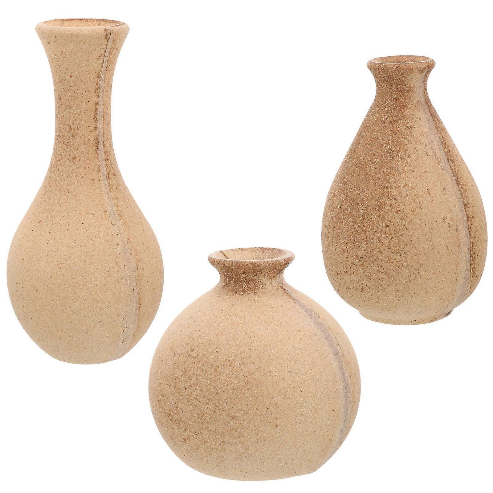 Light Yellow Wooden Vase DIY Vase for Storage Use 6Pcs Wood Blank Set