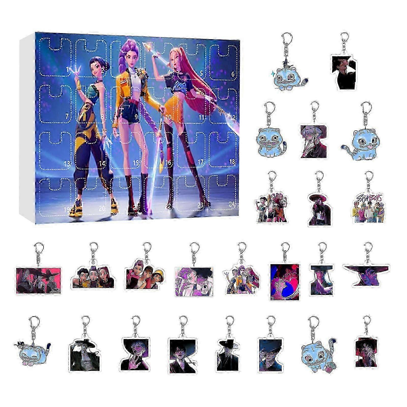 Calendário do Advento Acrílico K-pop Demon Hunters - Caixa de Presente Surpresa com 24 Dias para Fãs e Crianças - 2025