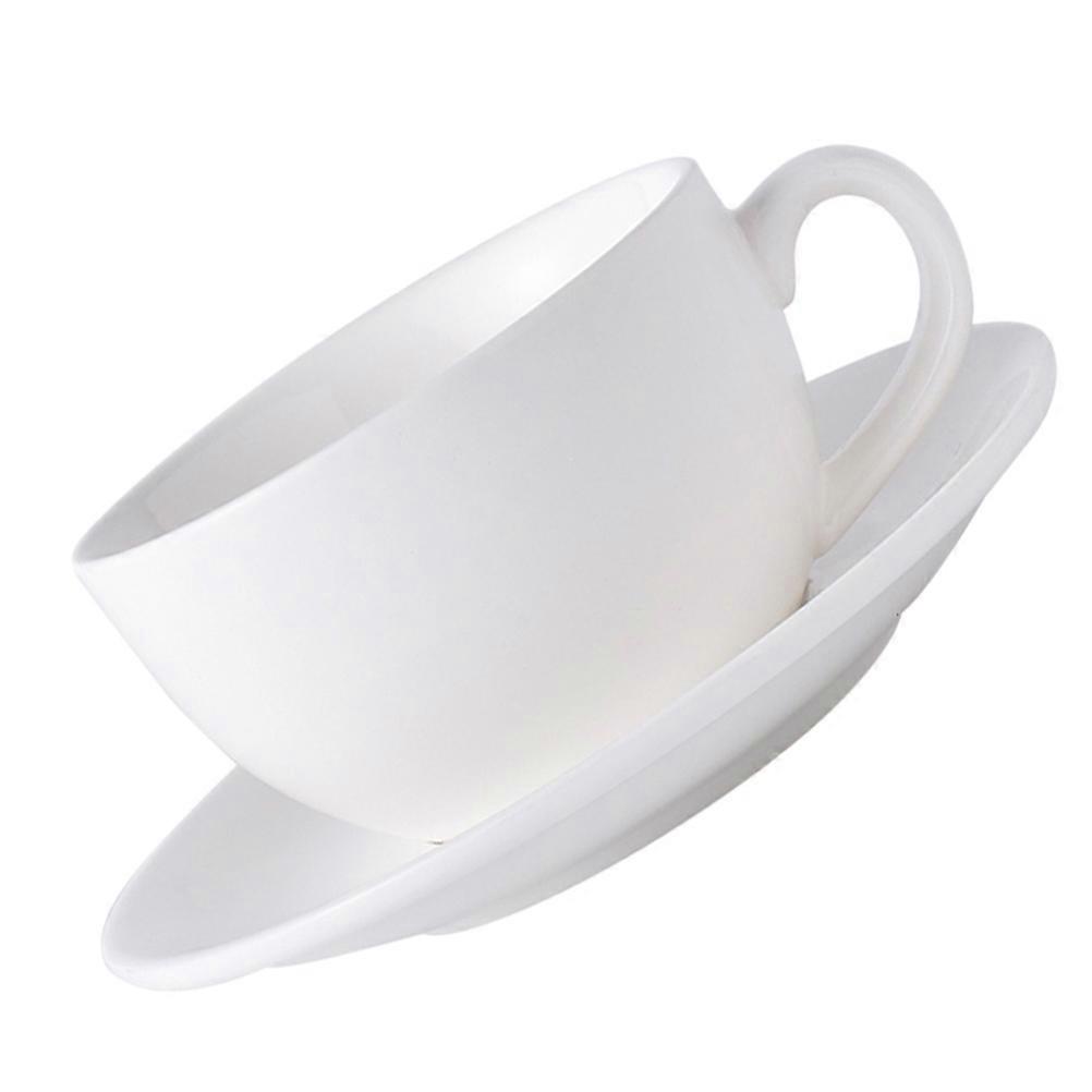 Ceramic Saucer Coffee Cup Set White for Afternoon Tea 2Sets