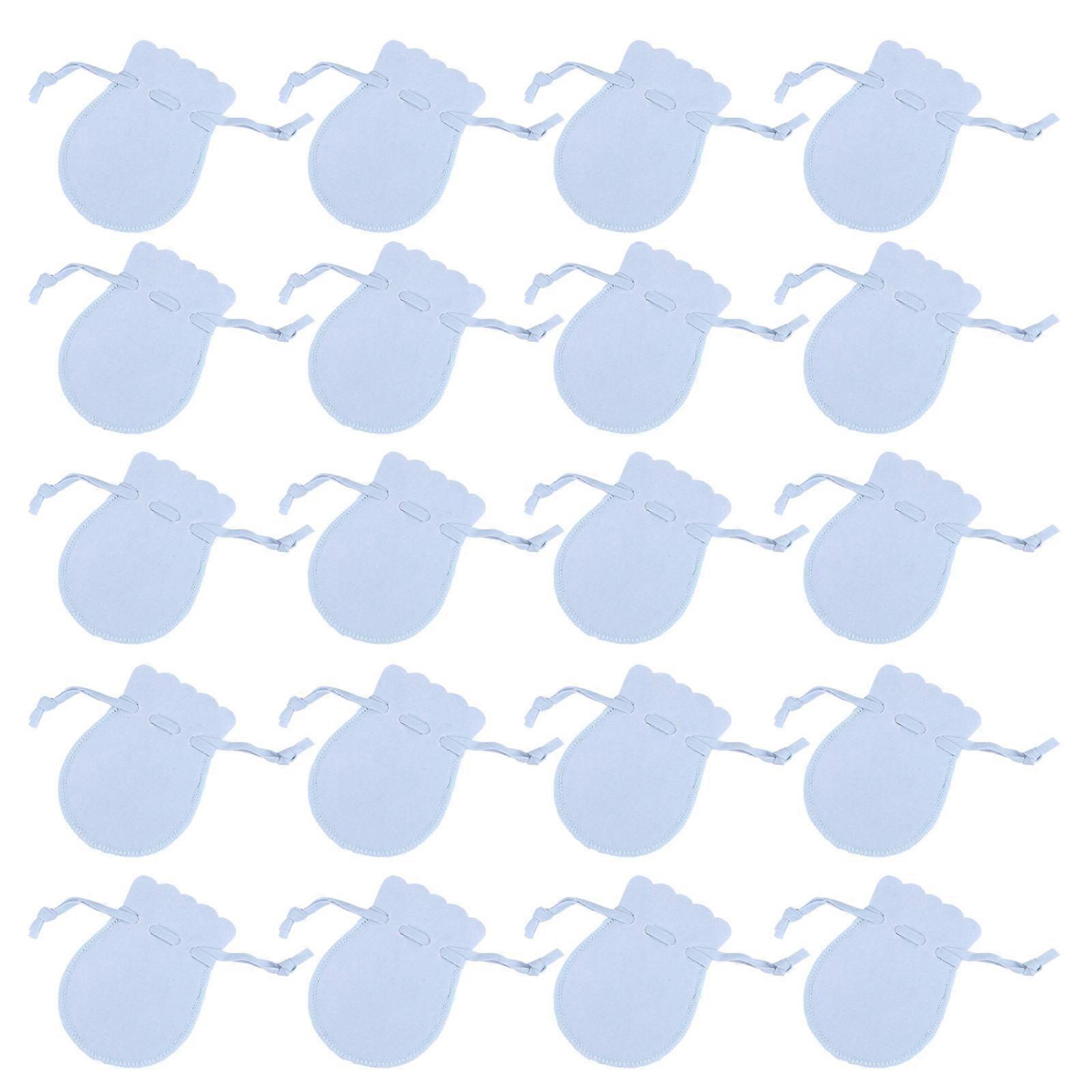 Flannel Gift Bag Sky-Blue Drawstring Bag for Storage 40Pcs Pack