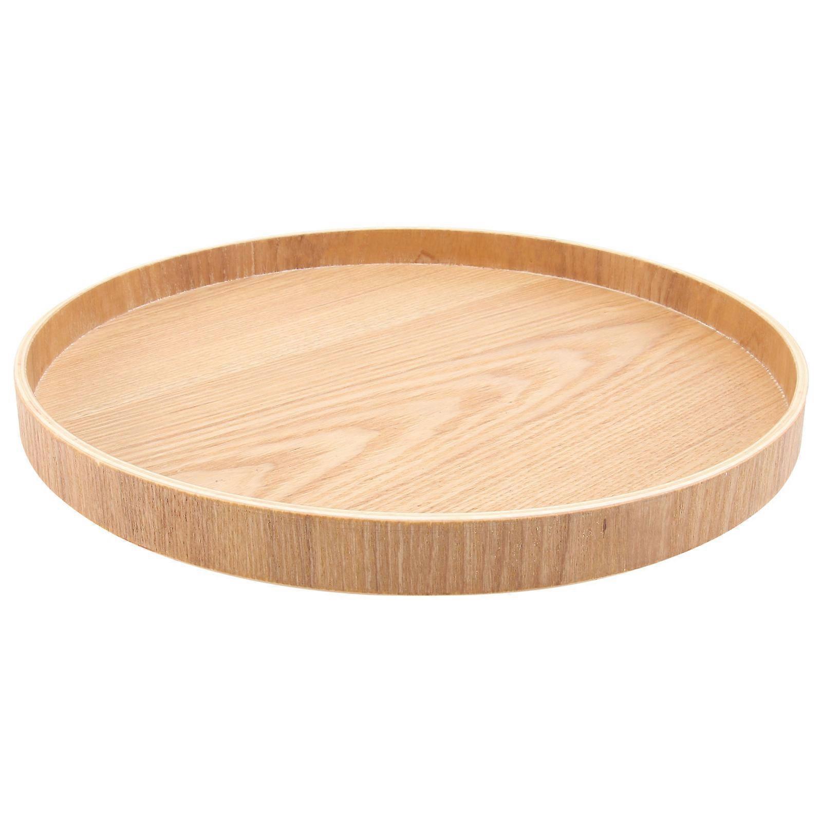 Wooden Tray Round Fruit Plate for Serving 3Pcs Beige Set