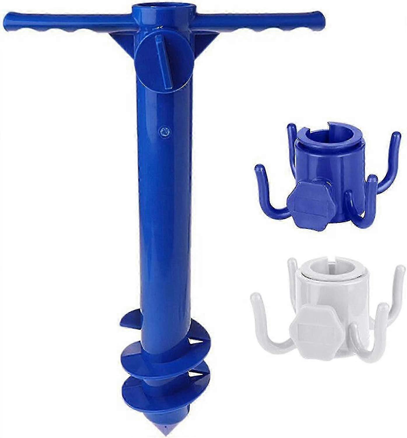 2025 Heavy Duty Beach Umbrella Sand Anchor, Umbrella Holder Stand, Beach Umbrella Set With 2pcs 4-prongs Beach Umbrella Hanging Hook