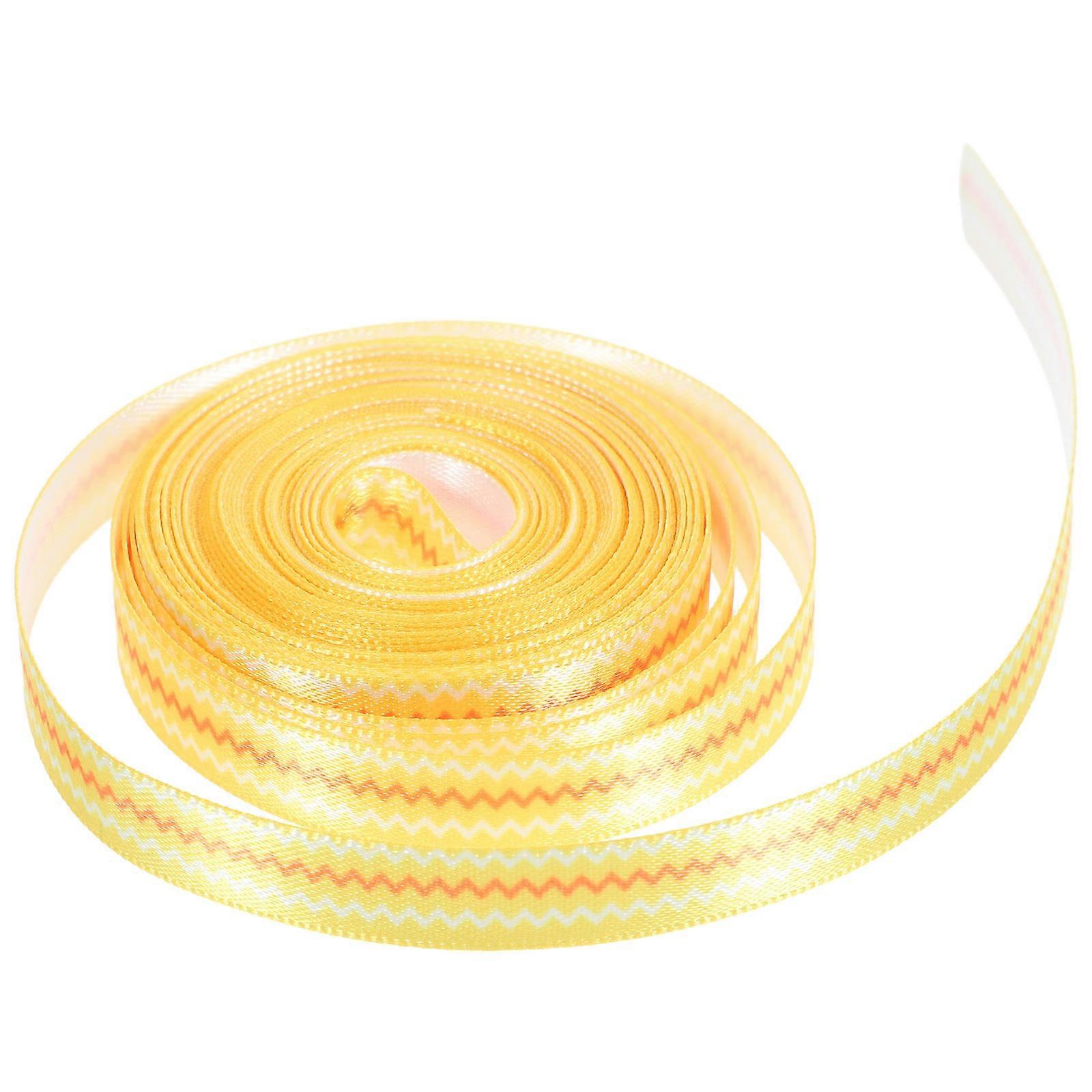 1 Roll Wrapping Ribbon for Decoration Yellow Polyester Ribbon