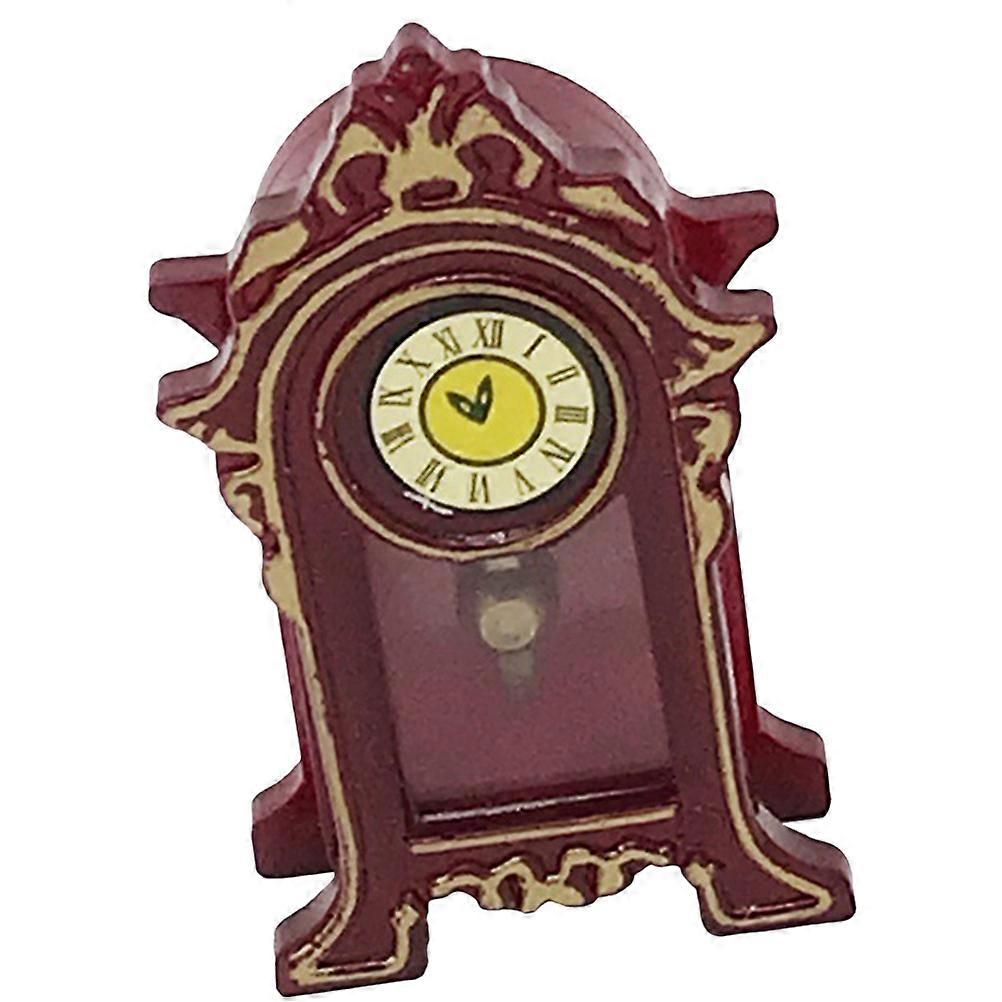 Miniature Pendulum Clock Adornment Ideal for Landscape Detail Enhancement Brown Wood with Rectangular Shape 1Set