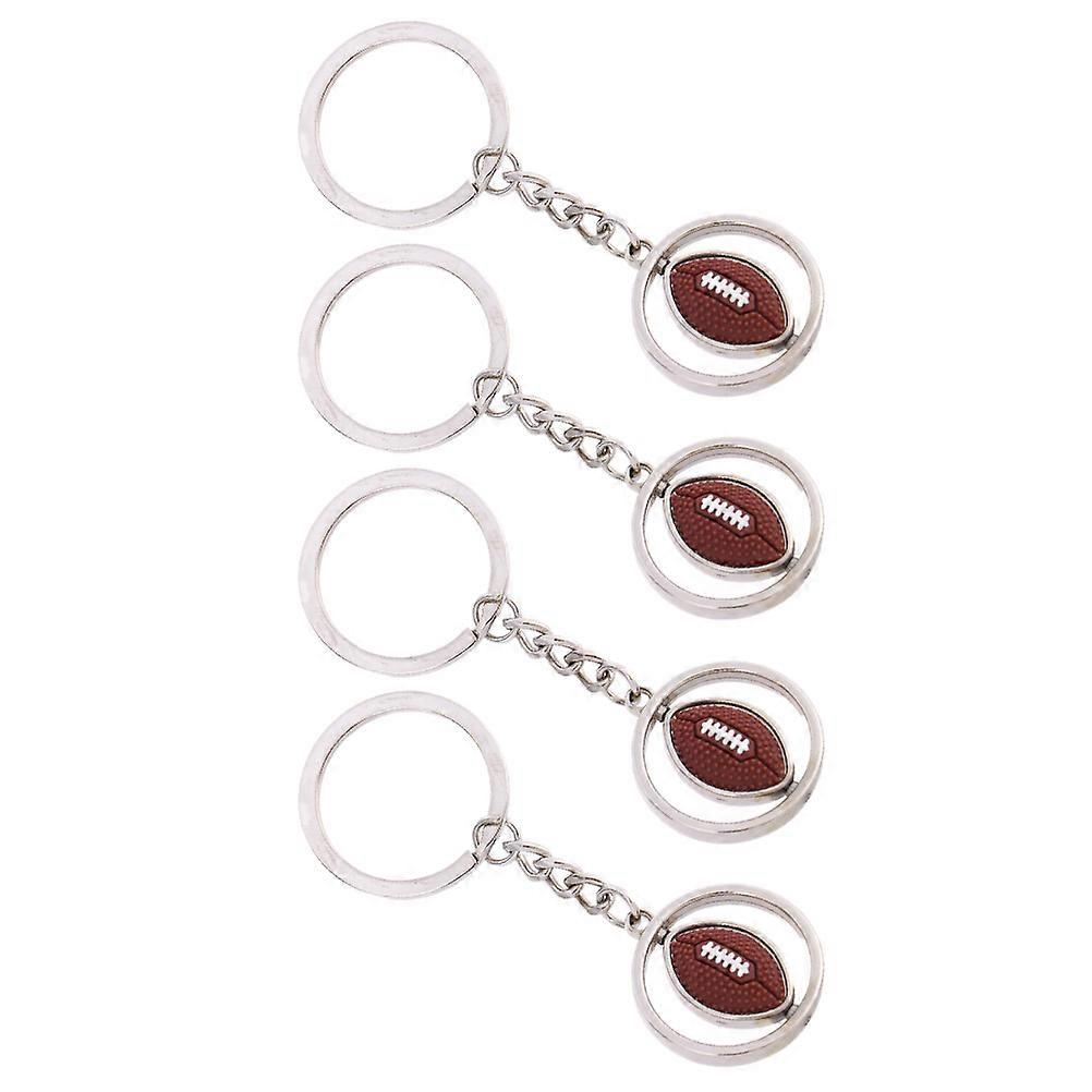 Metal Rugby-Shaped Key Holder Rotating Keychain with 8Pcs
