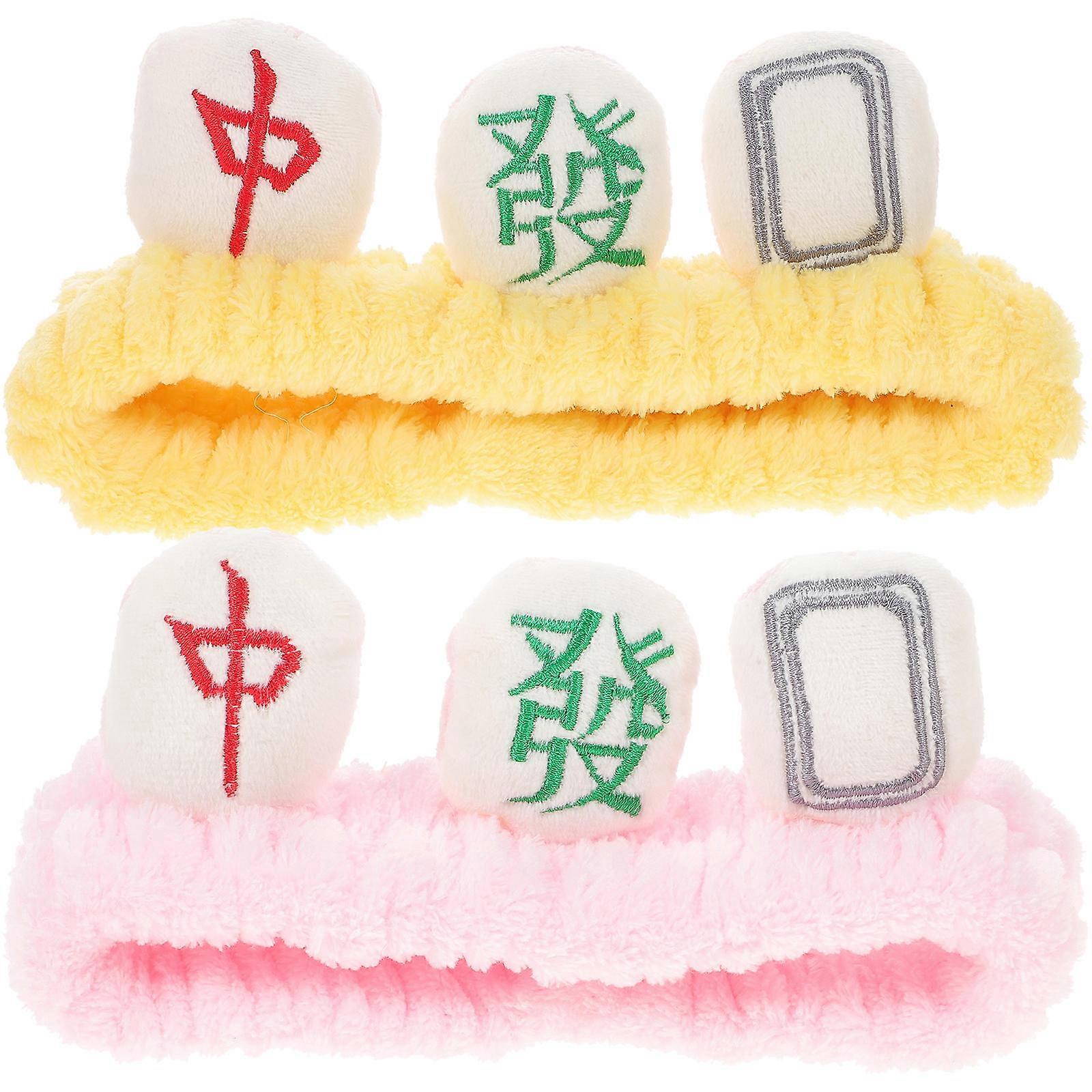 Creative Mahjong Plush Headband for Spa Use 4Pcs Pack