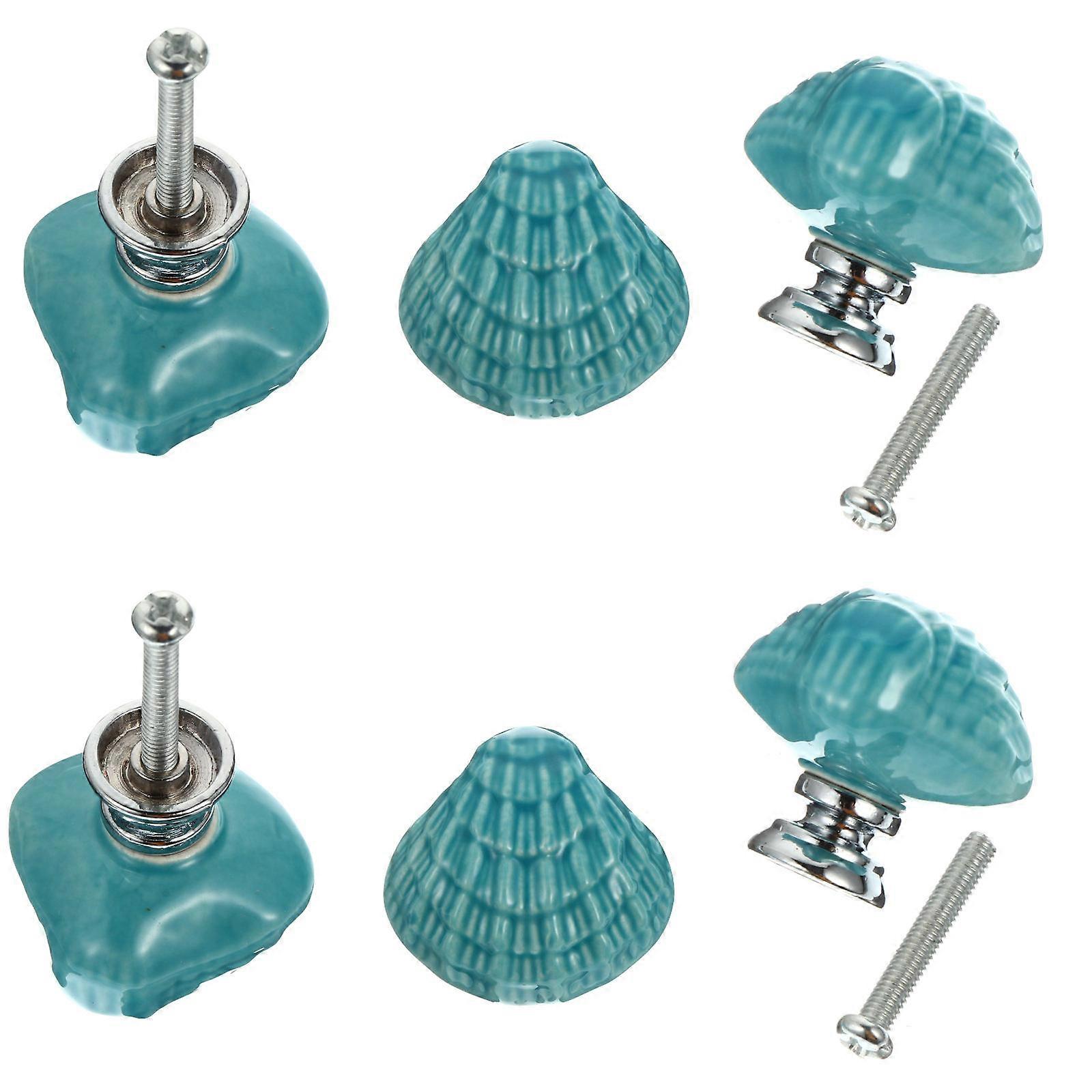 Ceramic Pull Knobs for Cabinet Handles 12Pcs Shell Shape Drawer Pulls
