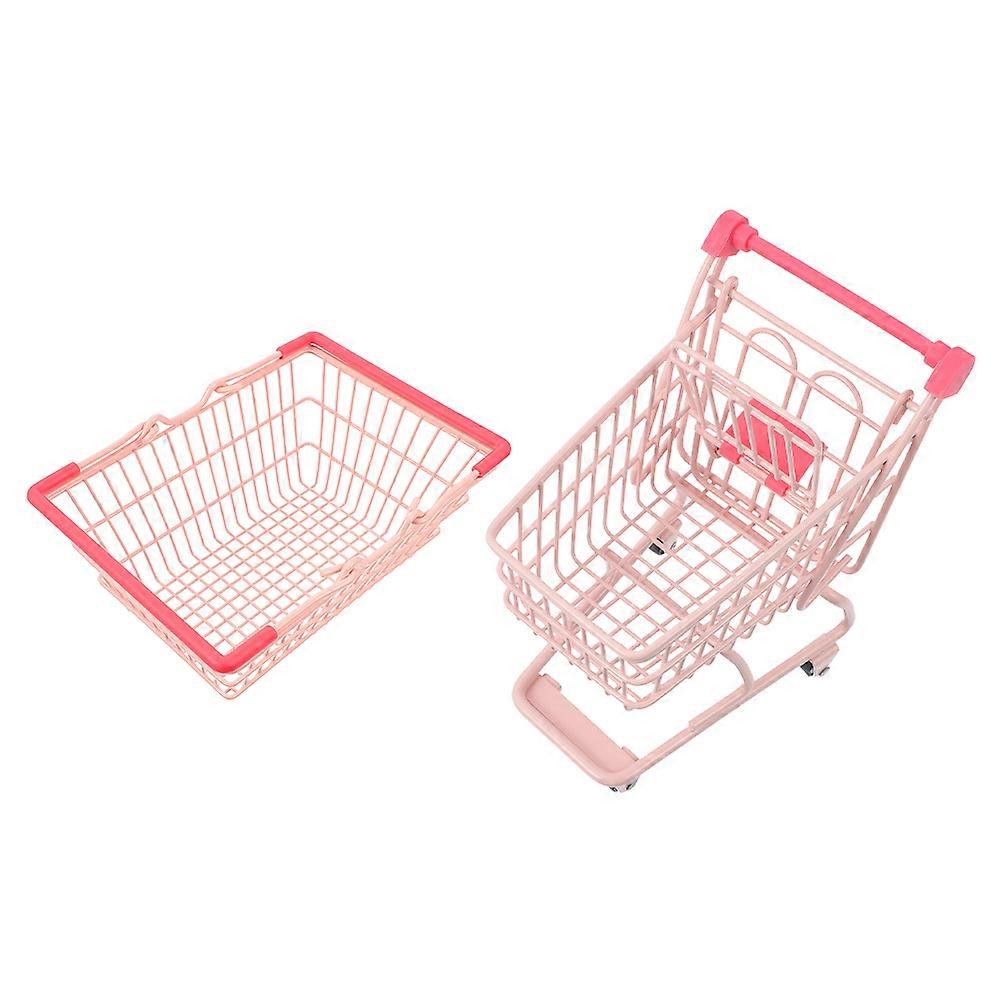 Shopping Cart for Storage 4Sets Pink Grocery Basket