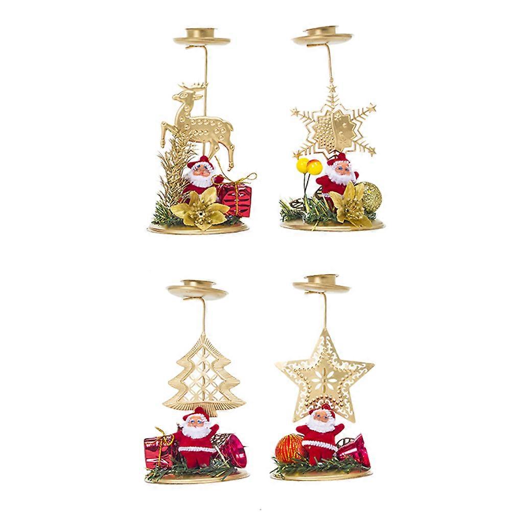 מחזיקי פמוטים לחג המולד נר פתית שלג קישוט בית 15.5x8x8 ס"מ ברזל יצוק