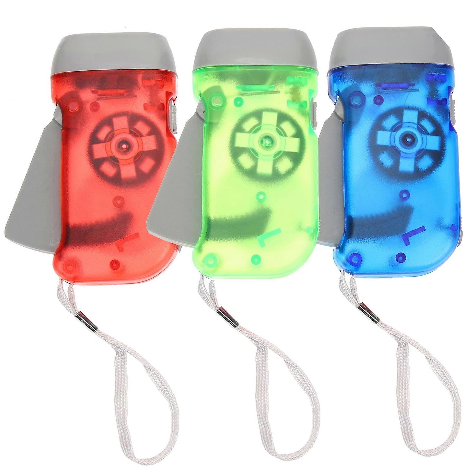 Onaparter 3 Pcs Rechargeable Flashlight Flashlights Bulk Emergency Mini Hand Wind up Lanterns （As Shown）