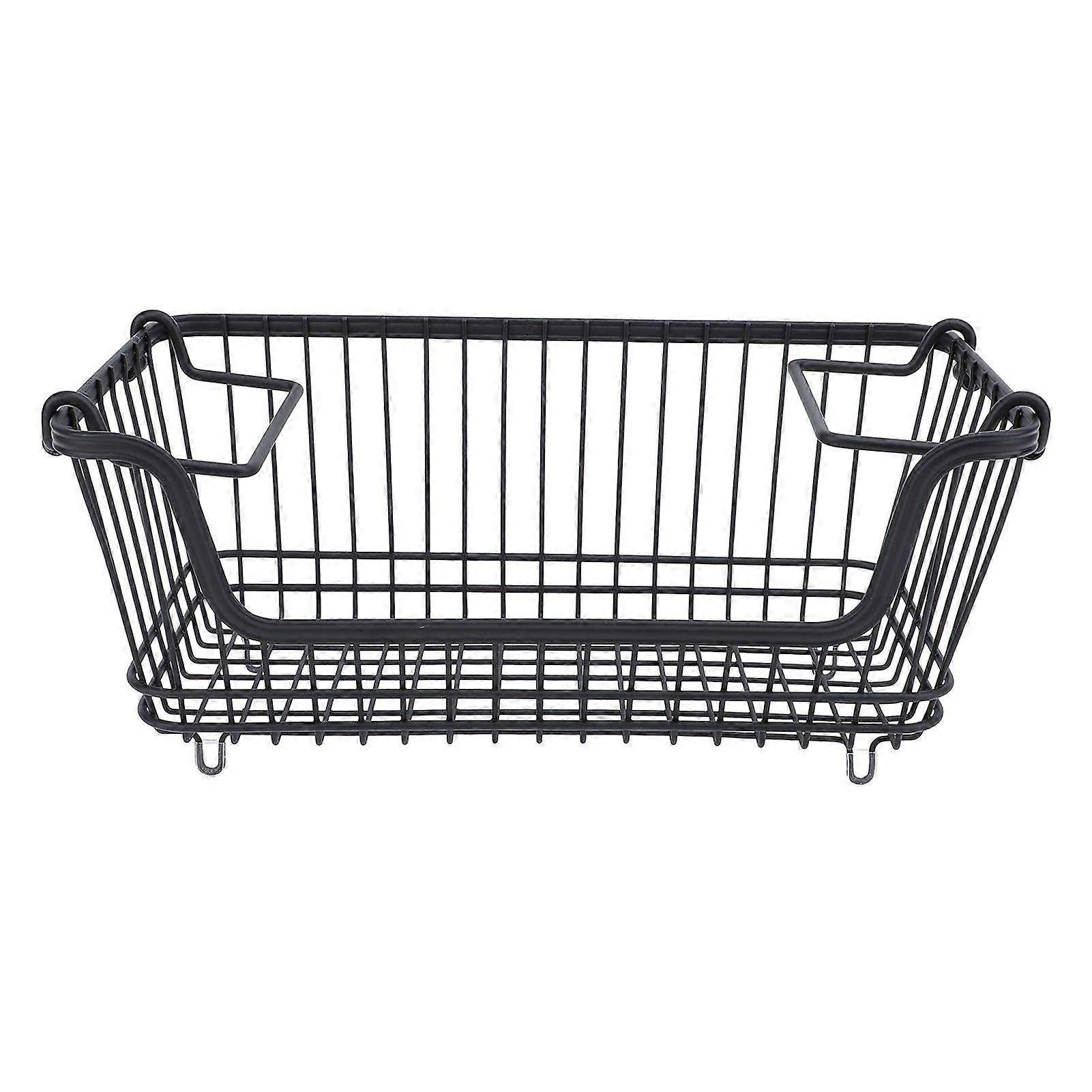 Freezer Basket Stackable Open Front Wire Storage Bin with Foldable Handle for Vegetable Fruit Snack