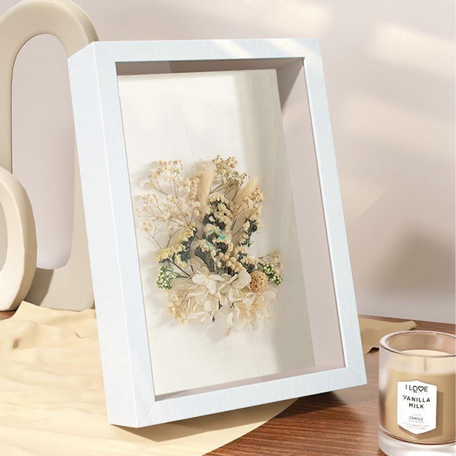 Box Frames White Picture Frame 5x7 Inches Deep Shadow Box for Display, White430, Depth 3 cm, Wall or Tabletop