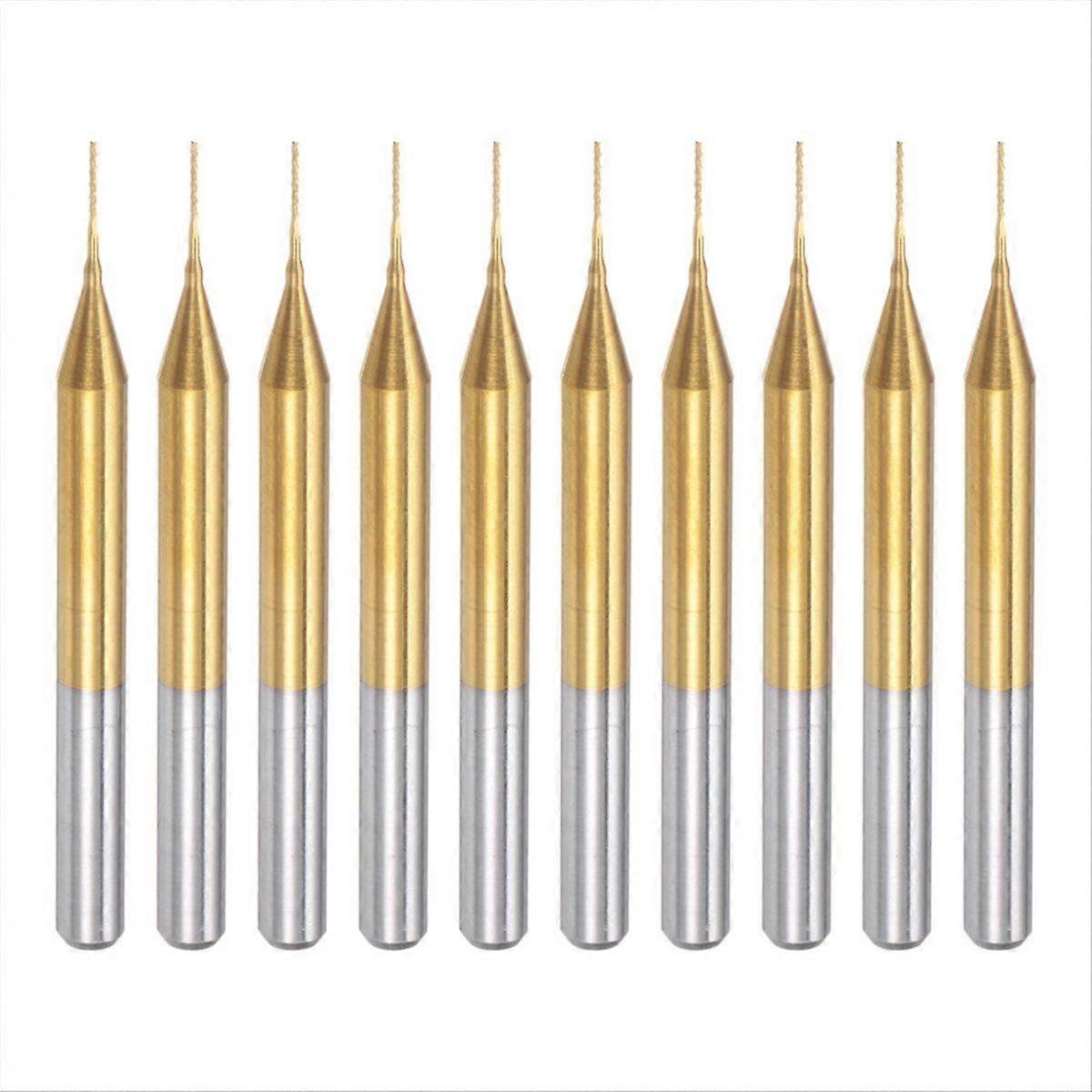 10PCS Titanium Coat Carbide For PCB Machine, 1/8 Inch Shank 0.4Mm