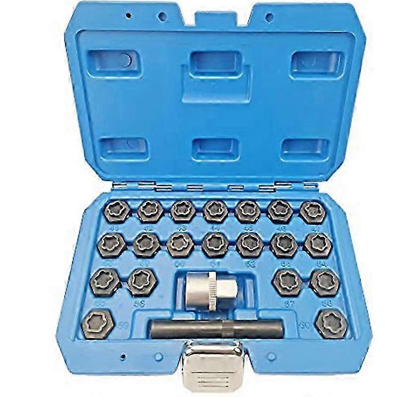 22PCS Wheel Locking Nut Key Kit, Wheel Lock Nut Socket Adapter Set, Wheel Anti-Theft Lug Nut Removal