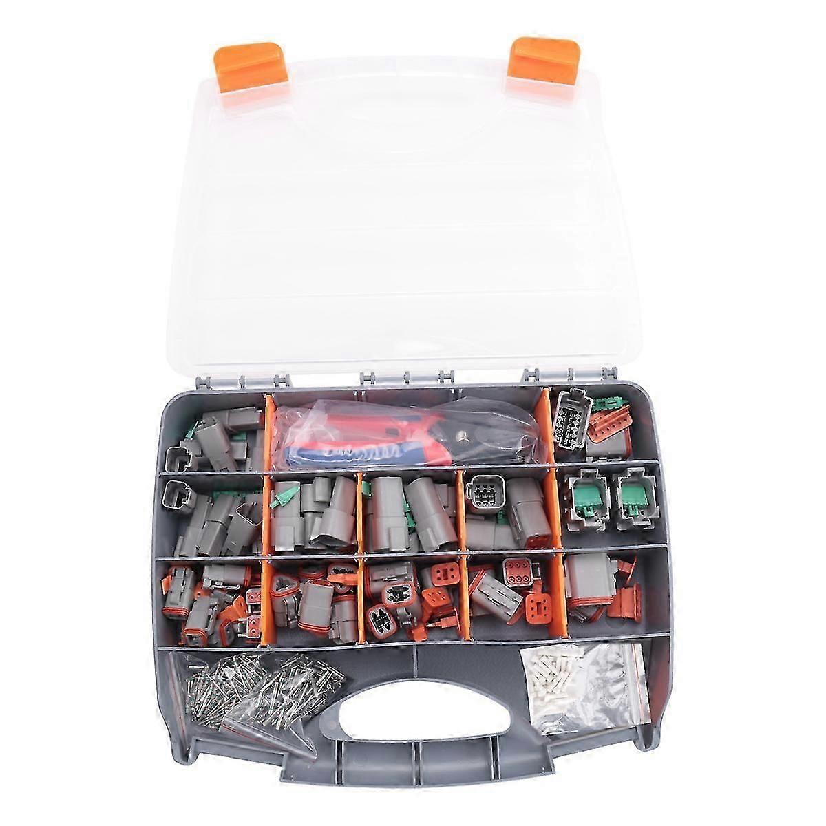 338Pcs Dt Deutsch Connector Kit - 2 3 4 6 8 12 Pin Connectors, Crimping Tool, Removal Tool, Car Elec Myi