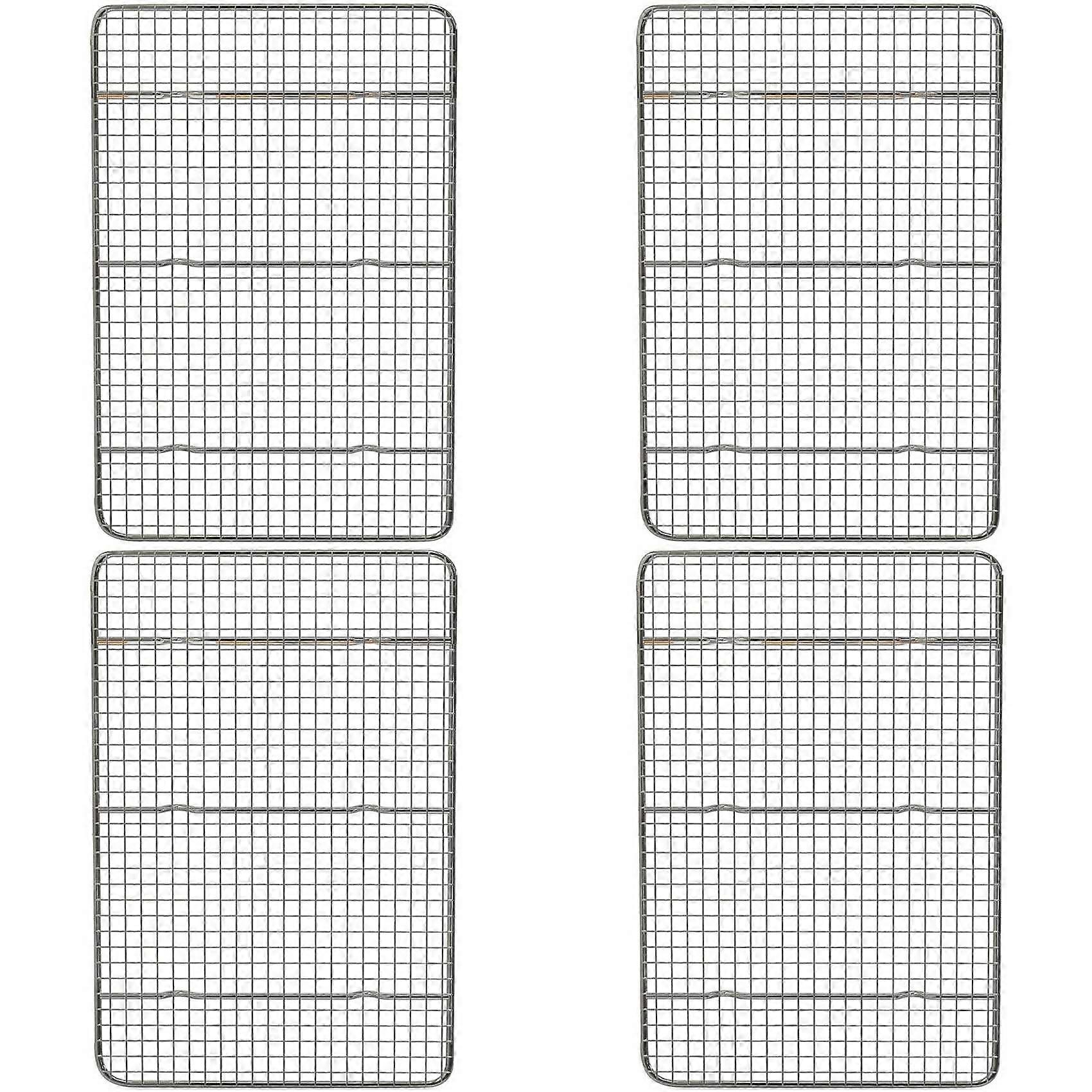 4X Cooling Rack and Baking Rack, Fits Quarter Sheet Pan, Stainless Steel, Wire Baking Cookie Bacon Racks 39 X 28CM