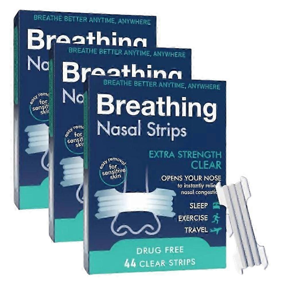 44pcs Strong Nasal Strips - Clear Extra Strength Nose Stop Solution Sensitive Skin Better Breathe Sleeping Aid