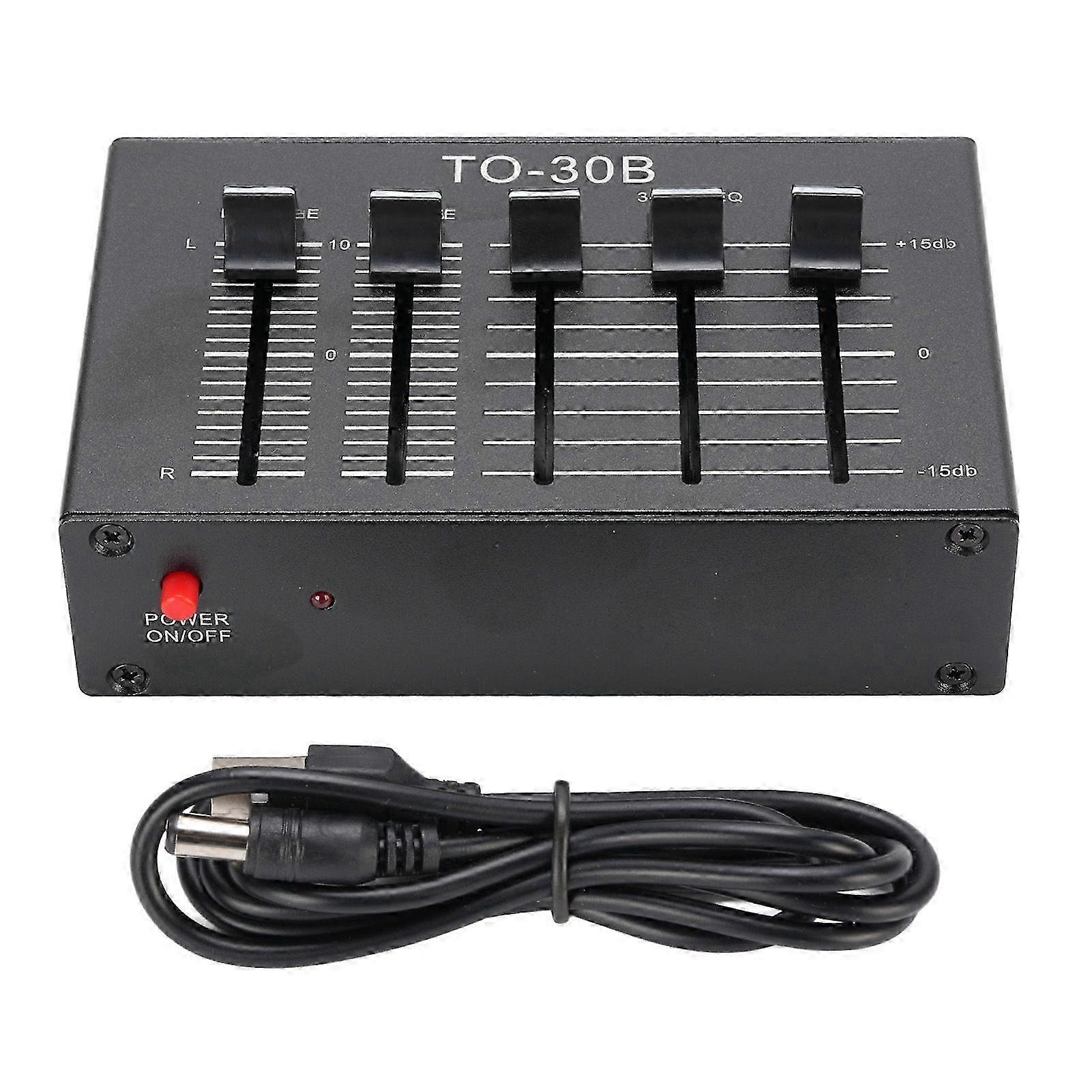 Phono Preamp EQ 2 Channel Digital Sound Equalizer 3 Band 12dB High Mid Low Tone Adjustment Balanced Volume Control 5V Adapter for Record Player