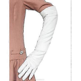 Damen-Simulationshandschuhe, Leder, seidiges Futter, lang, über dem Ellenbogen, eleganter Fäustling, 50 cm