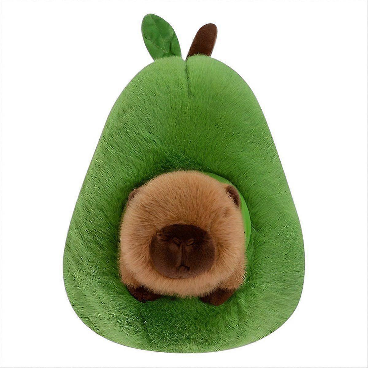 Avocado Capybara Plush Toy Realistic Capybara Stuffed Animal 35cm