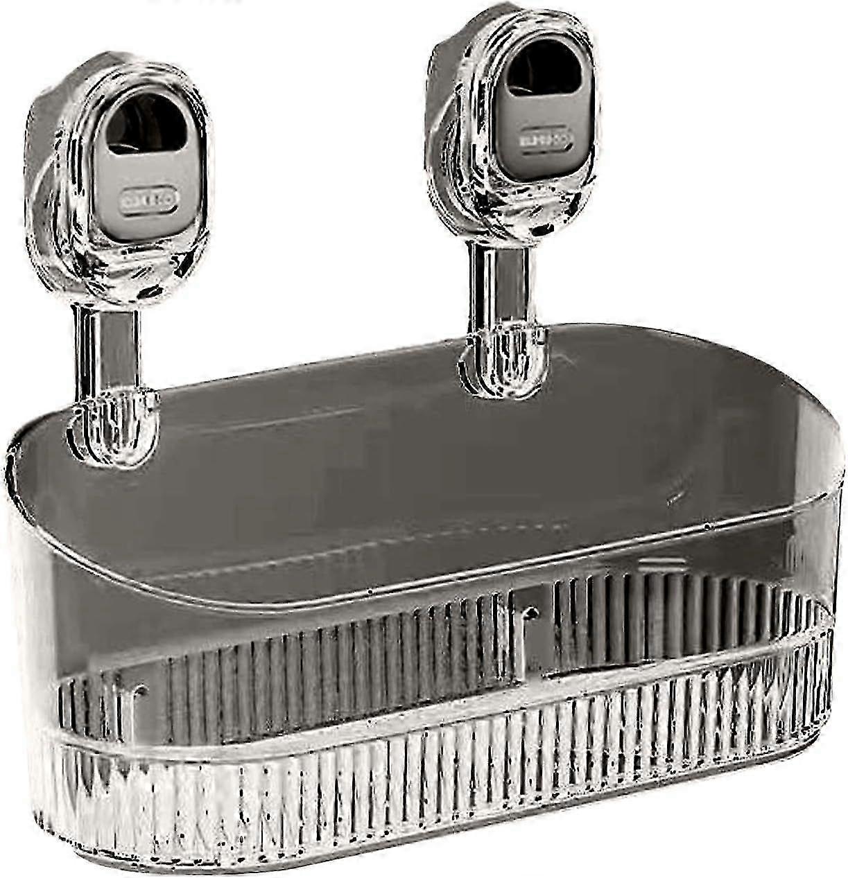 No-Drill Suction Rack - Shower Organizer Shelf, Corrugated Storage Holder | Powerful Drainable Container with Suction Cup for Bathroom, Kitchen, Showe