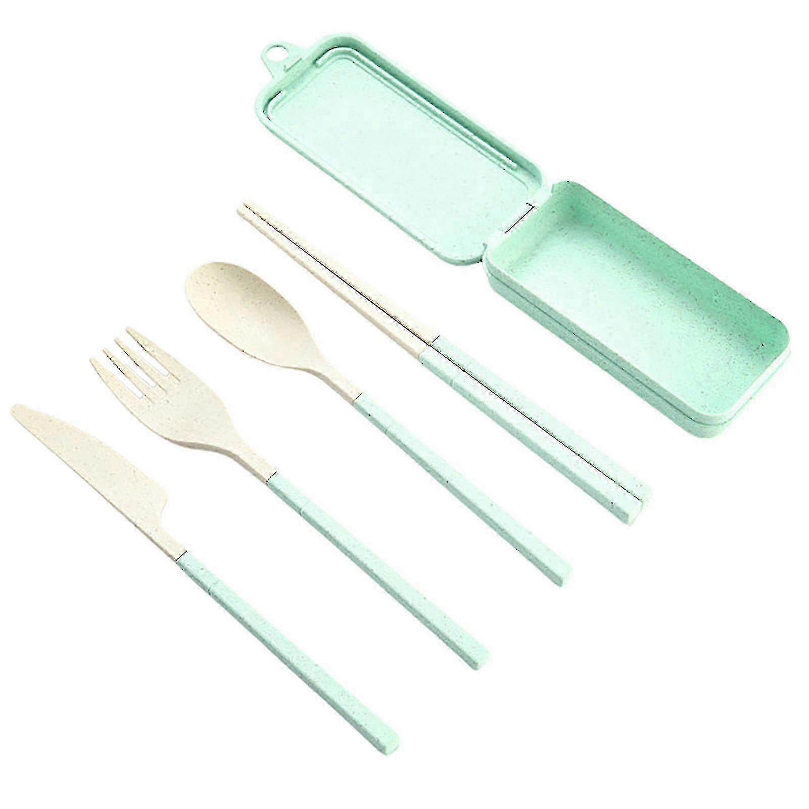 Optimized Dinnerware Set: Safe, Non-slip Borealis Style Biodegradable Travel Cutlery with Case for Outdoor Adventures