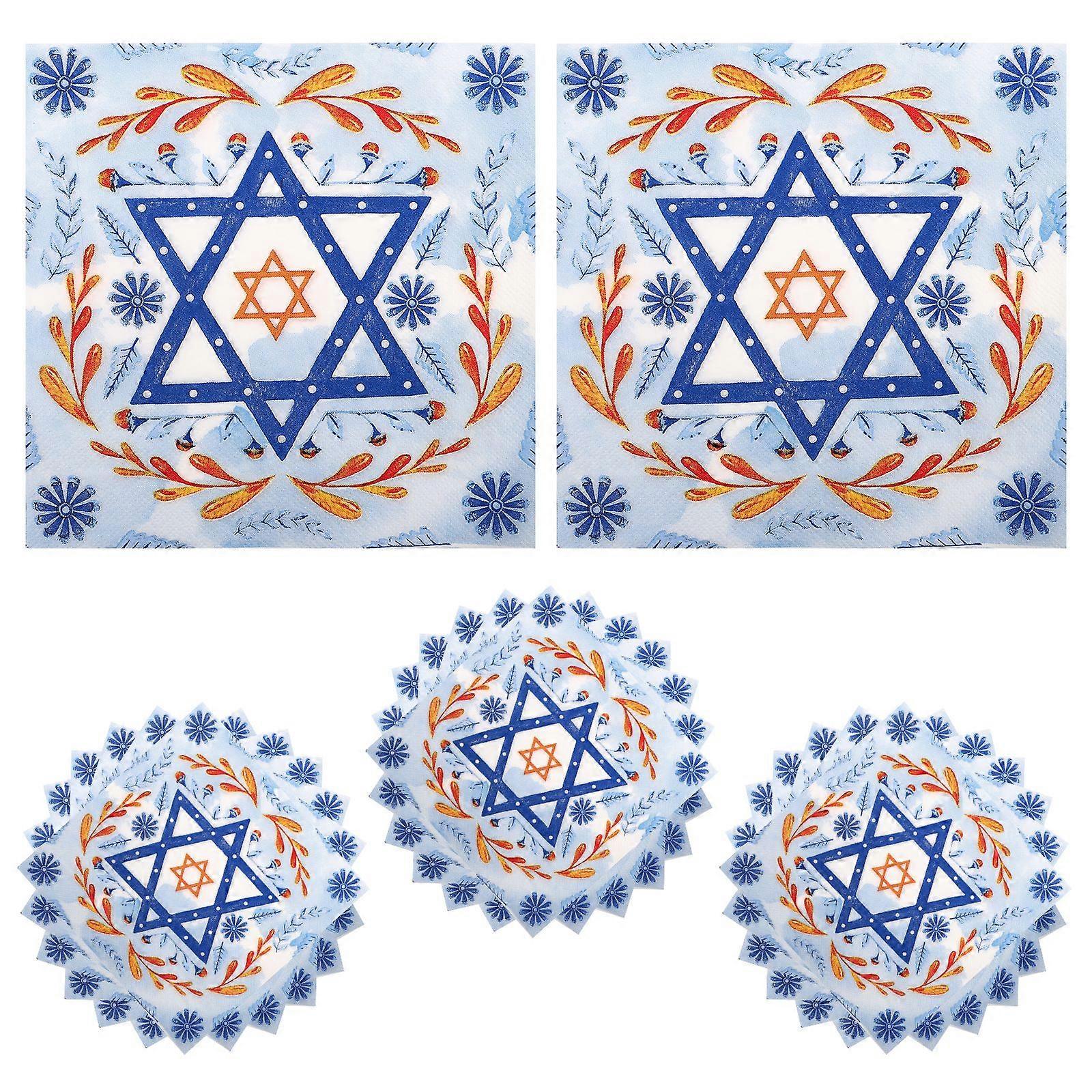 20pcs serviettes jetables de Hanoukka avec étoile de David Design Serviettes en papier doux Fête juive des lumières Serviettes pour fêtes juives et célébrant