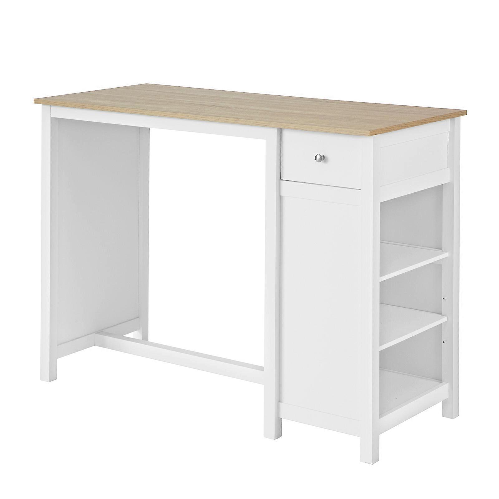 Computer Desk with Drawer for Storage,Breakfast Bar Table,Kitchen Cart with Wheels, Trestle Table Dining Table,Souy FWT64-WN