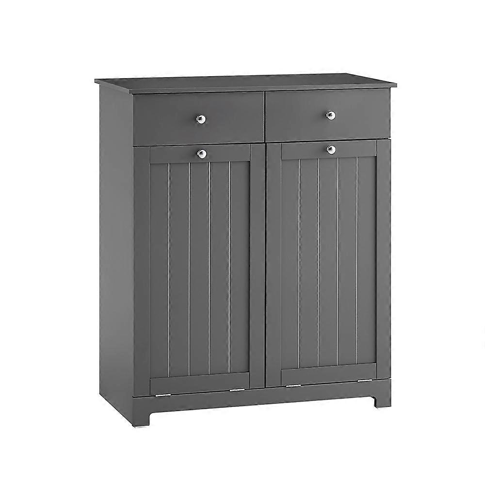 Bathroom Cabinet with Laundry Baskets - Bathroom Storage Unit with 2 Drawers and 2 Removable Baskets,SoBuy BZR33-II-DG