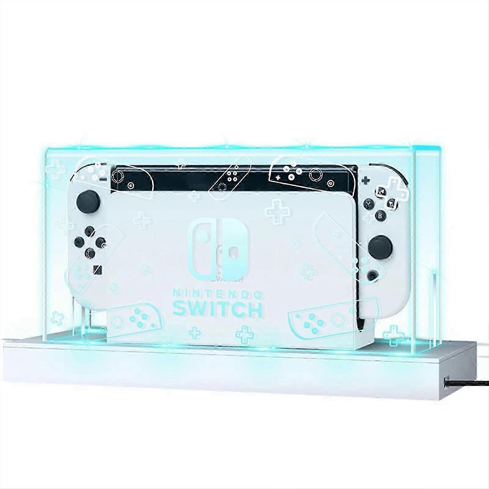 Clear Protective Case Dust Display Box Cover For Ns Switch/oled, With Luminous Base, Switch Acrylic Host Cover