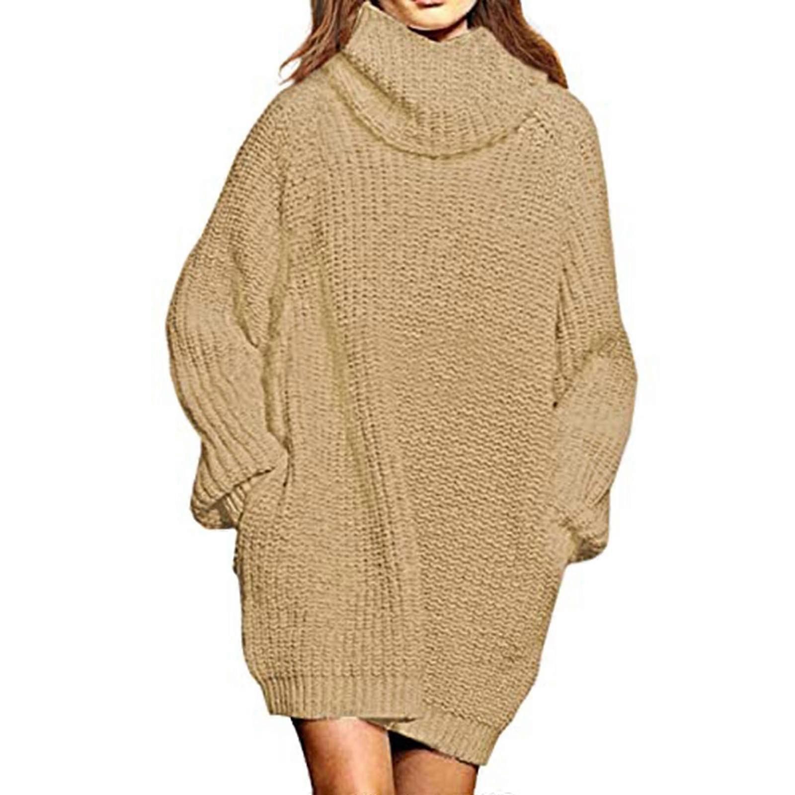 Women's Loose Turtleneck Oversize Long Pullover Sweater Dress Khaki S | Fruugo NO Women's Loose Turtleneck Oversize Long Pullover Sweater Dress Khaki S | Fruugo NO