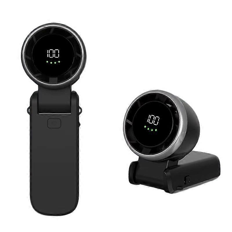 Portable Turbo Fan Handheld 5000mAh Battery TypeC Charging 2 Speed Settings Foldable Desk Fan 13000 RPM Motor Black