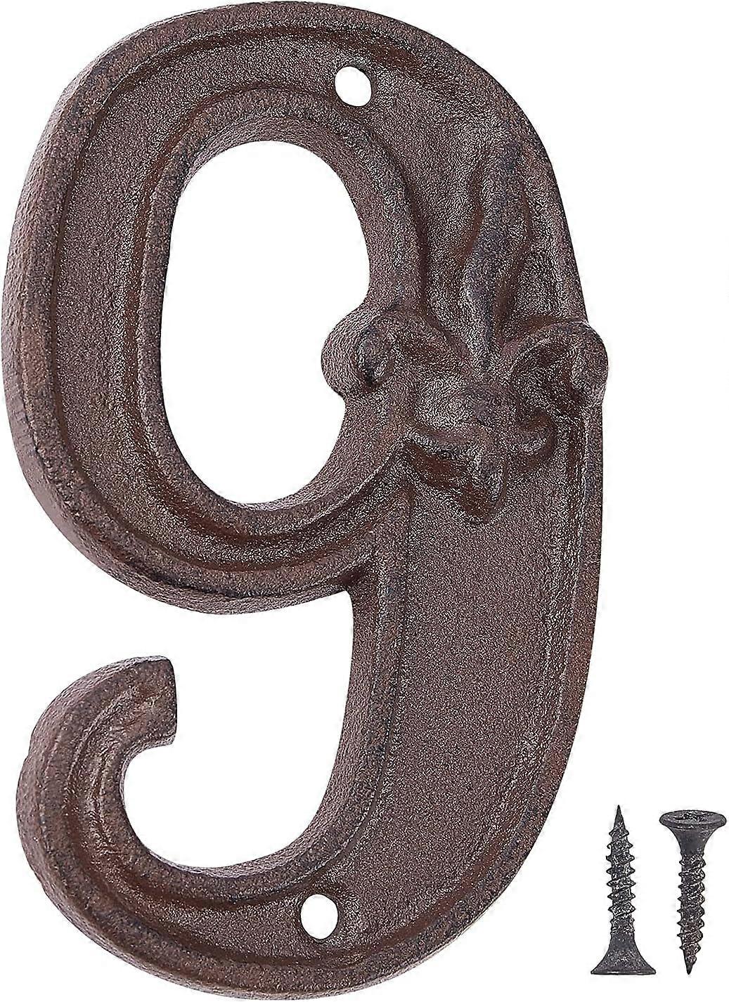 4.6 Inch House Numbers Cast Iron Address Numbers Rustic Metal Home Numbers Mailbox Numbers Door Numbers for Outside with Screws Number 9