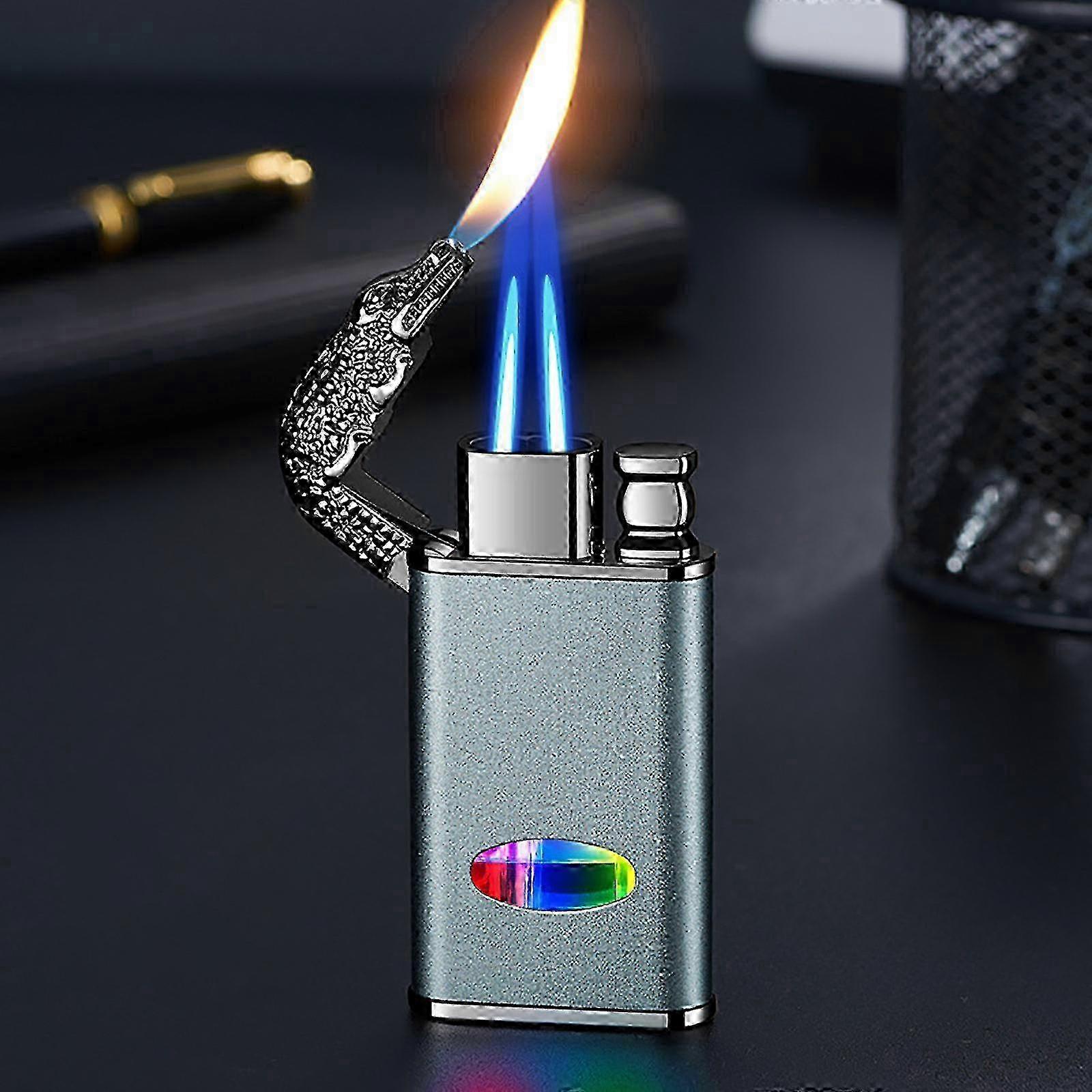 Windproof Double Flame Lighter with Transparent Compartment - Men's Gift Ideal