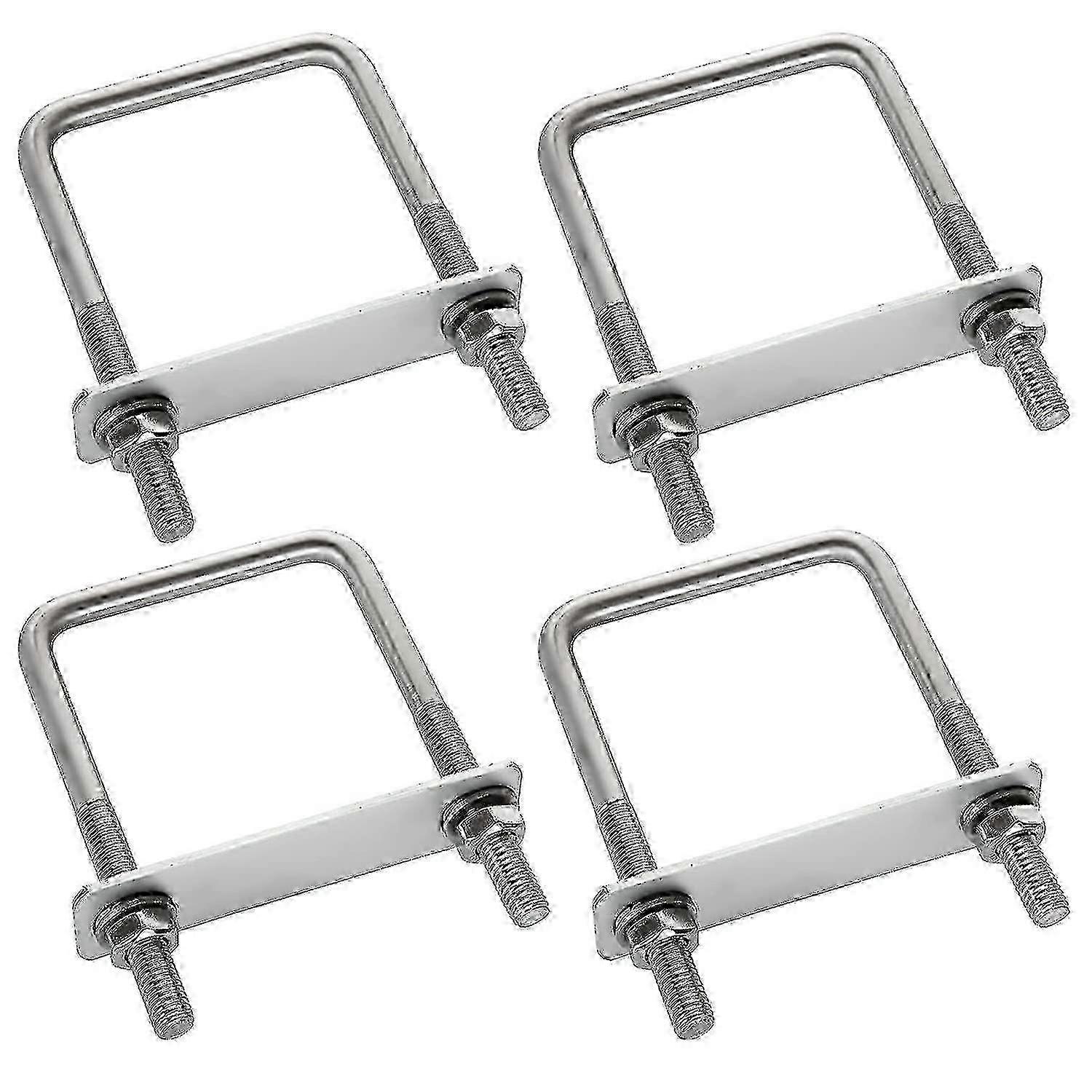 4 Pieces Fixing Clamp, U Bolt Fixing, U Bolt, Roof Box Fixing, Durable Frame, Stainless Steel Square U Bolt, For Towing, Repair, B SZRH