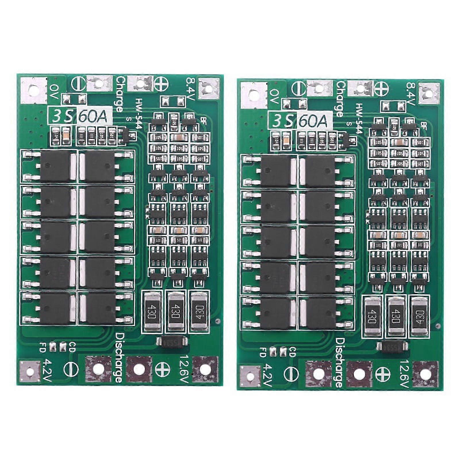 2X 3S 60A Board Lithium Li-Ion Protection Board with Balance for Drill Motor 11.1V 12.6V 18650