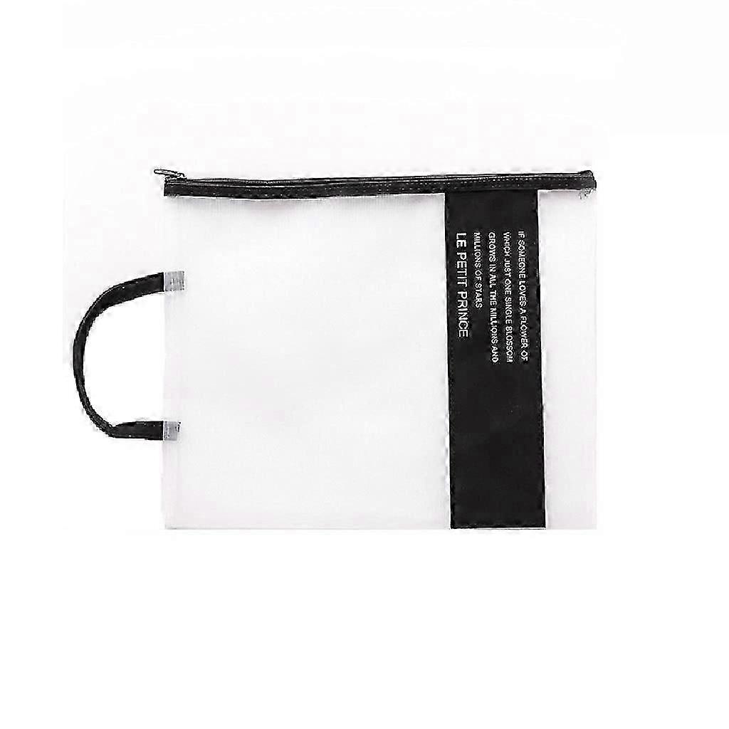 Portable Zipper File Folder Office Document Storage Bag Student Test Paper Data Organizer A4 Pouch (Color: Black)