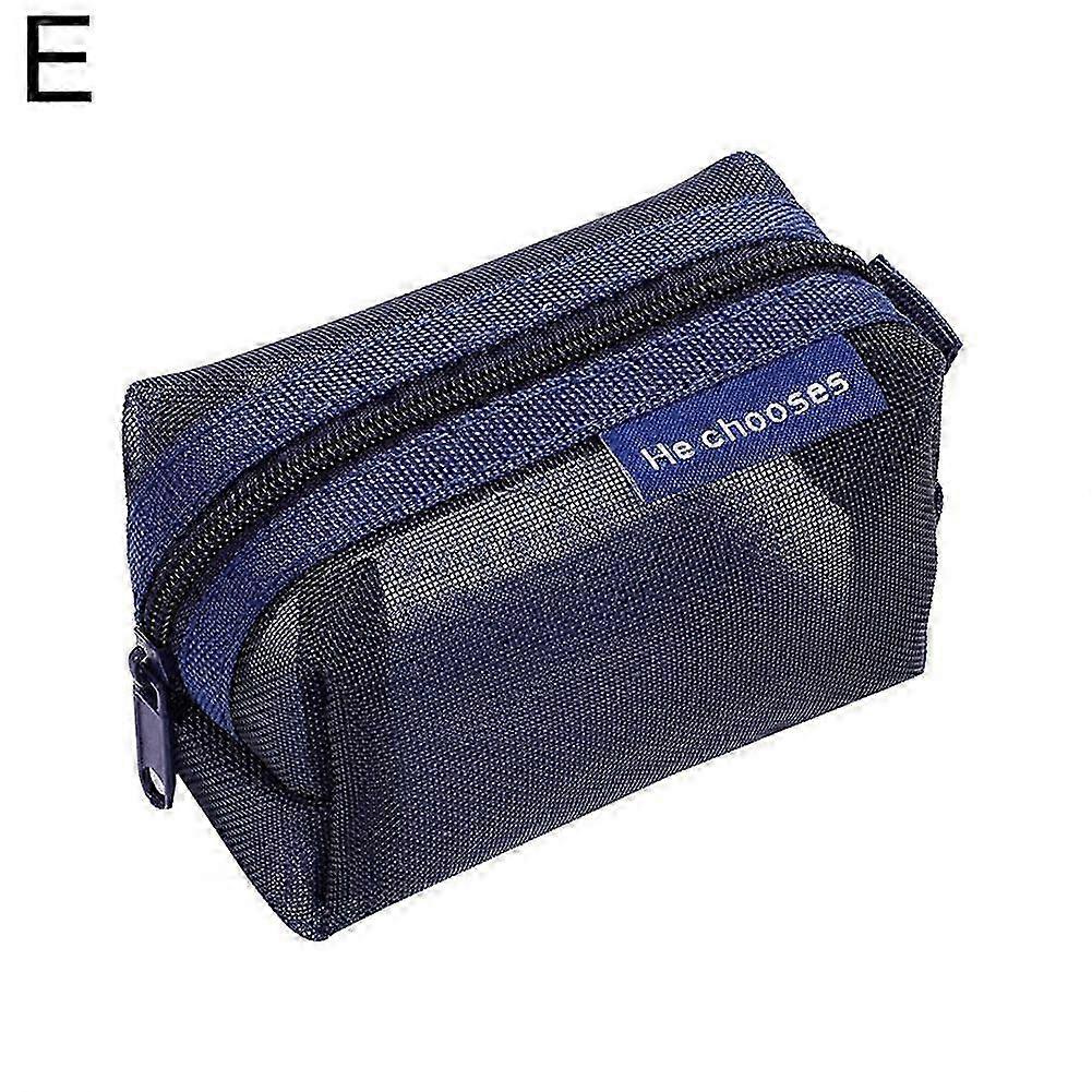 mini square - deep sea blue (E) $ retro color three-dimensional color square mesh cosmetic bag storage bag lipstick coin storage bag
