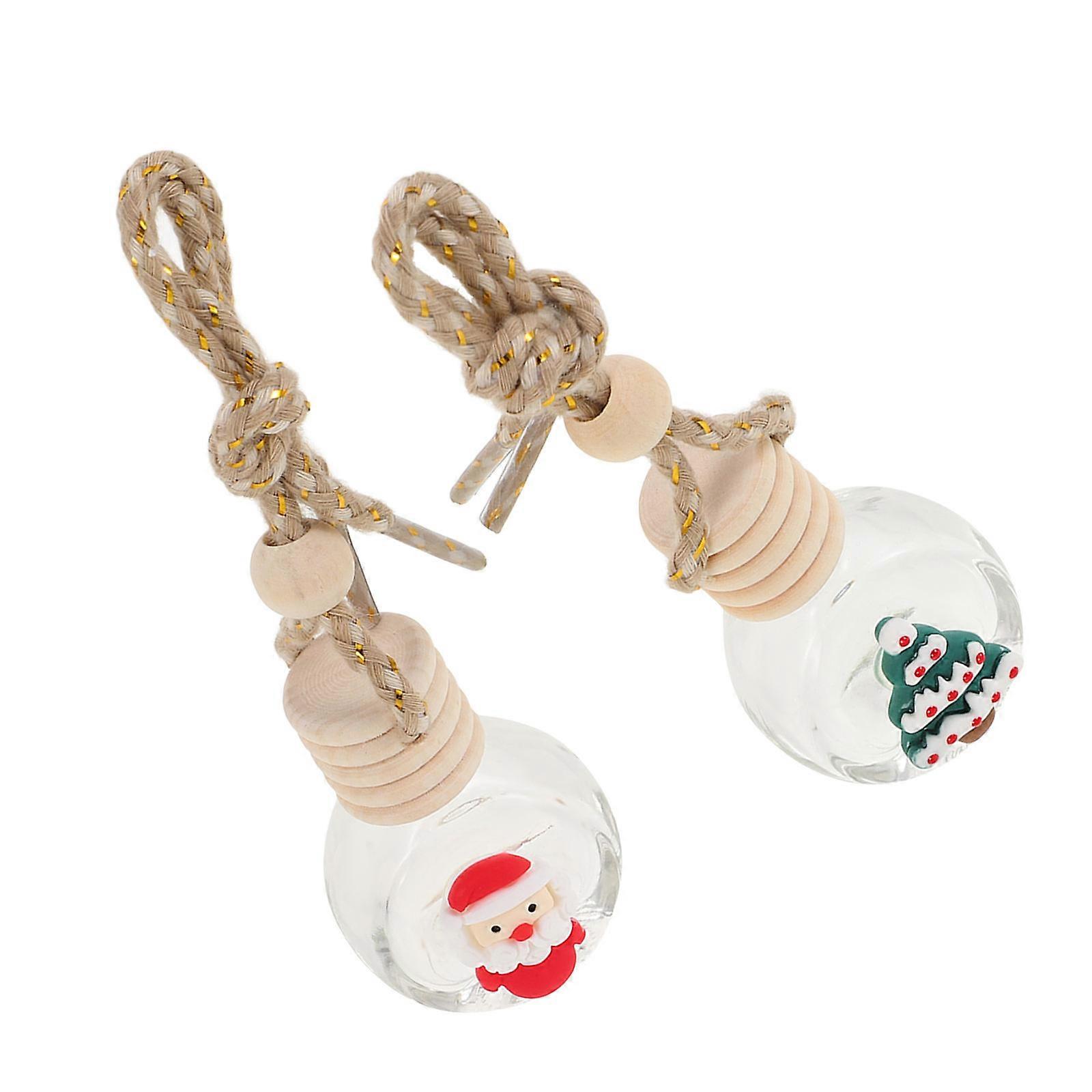 Christmas Car Diffuser Bottles for Decoration 2Pcs Hanging Empty Aroma Bottles