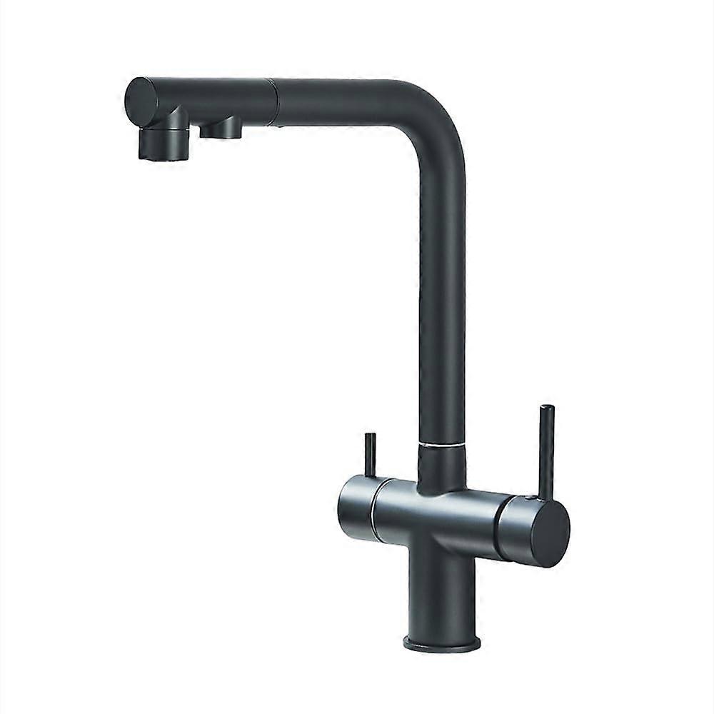 Filtered Kitchen Sink Faucet Pull Out 360 Rotation Matte Black Water Filter Tap for Vessel Sink Mixer