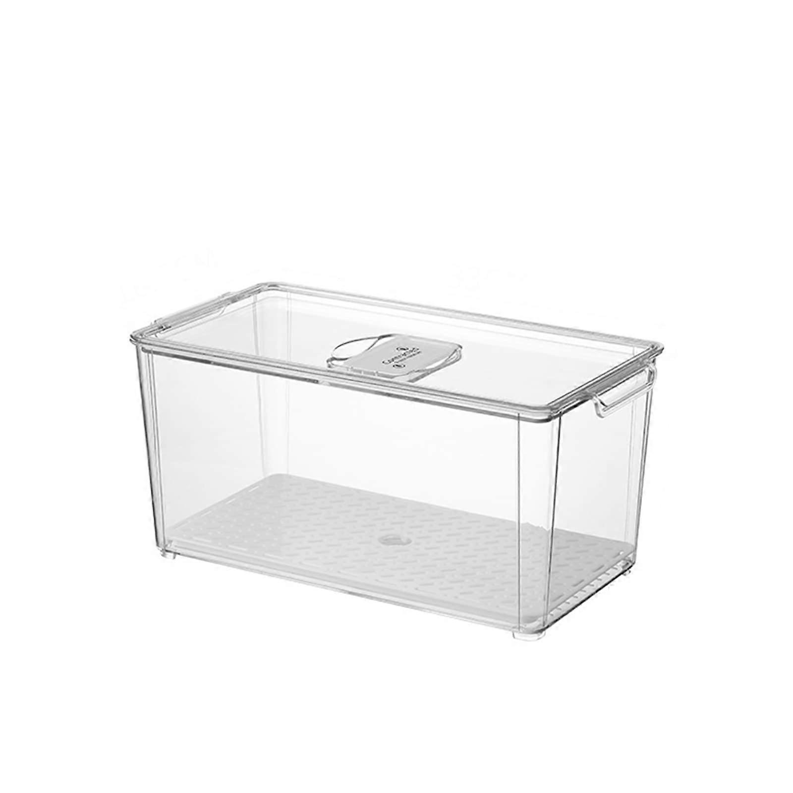 Kitchen Refrigerator Stackable Box With Handle Transparent 33x16.5x10.5cm Drainable Shelves PullOut Drawer Freezer