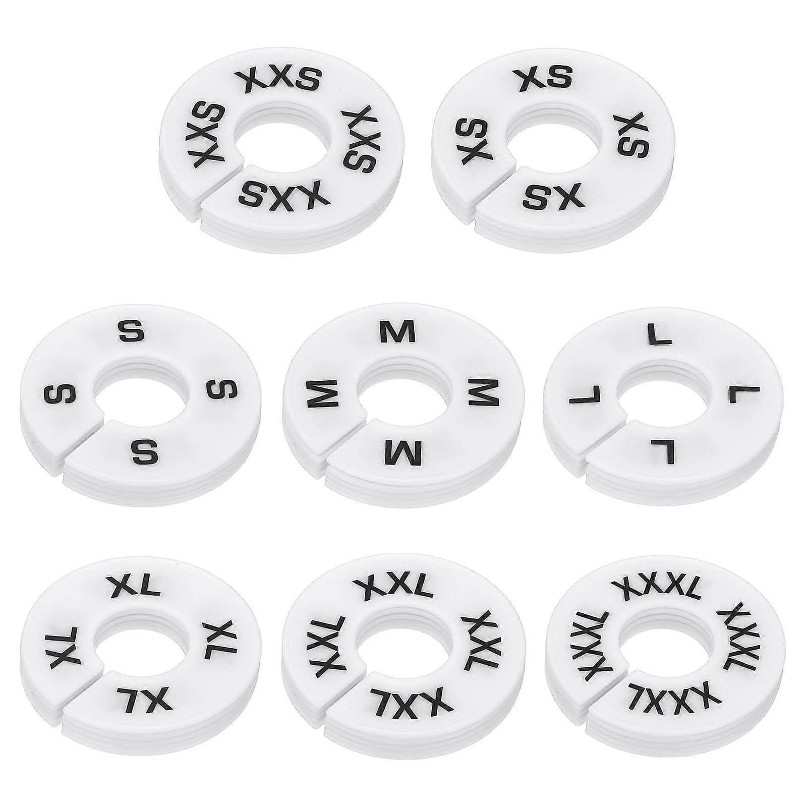 Clothes Rack Dividers 40 Pack with 8 Sizes, Round PrePrinted Closet Size Labels for Hanging Clothes, White