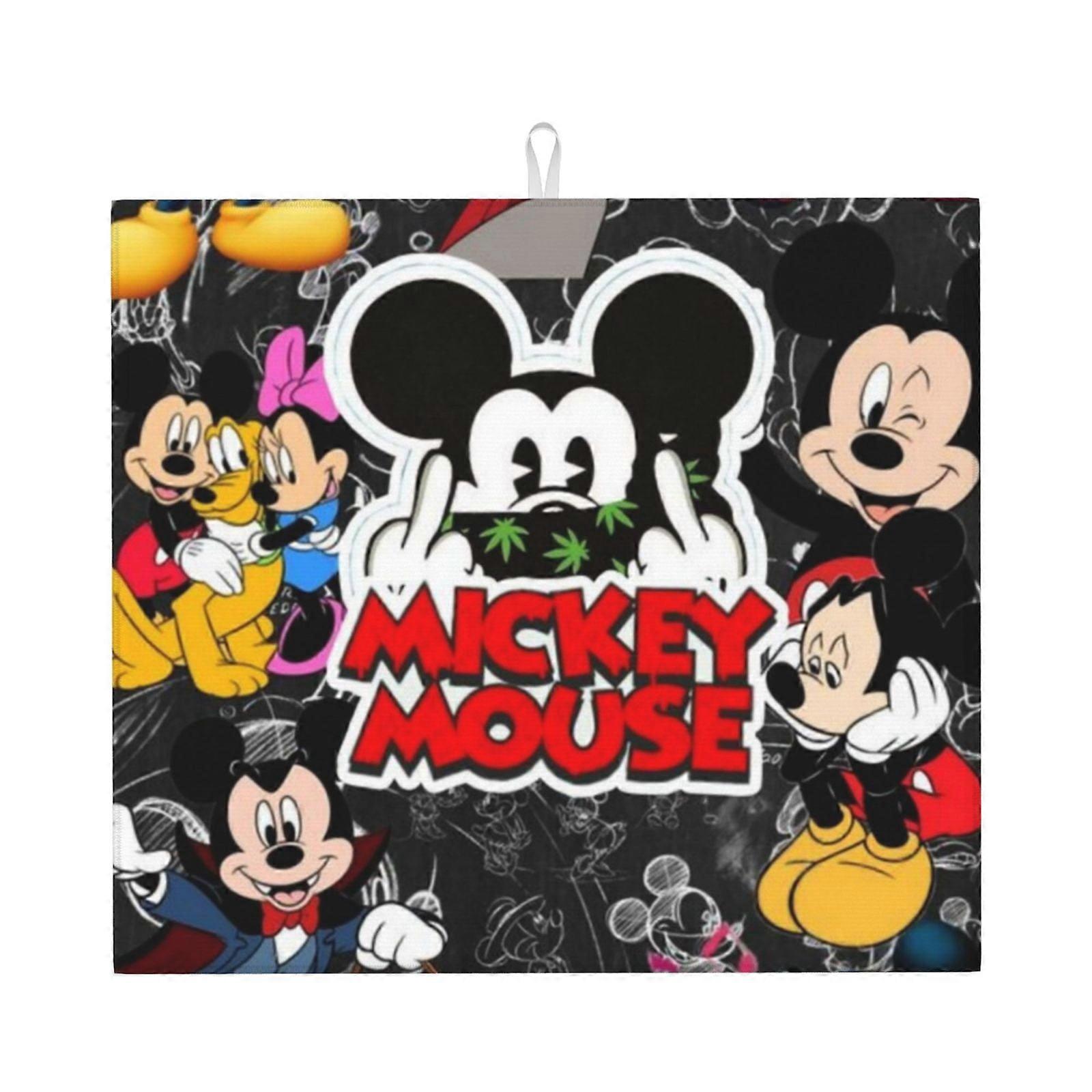 Mickey Mouse Dish Drying Mat For Kitchen Counter, Microfiber Dish Mat, Fast Absorbent Draining Pad