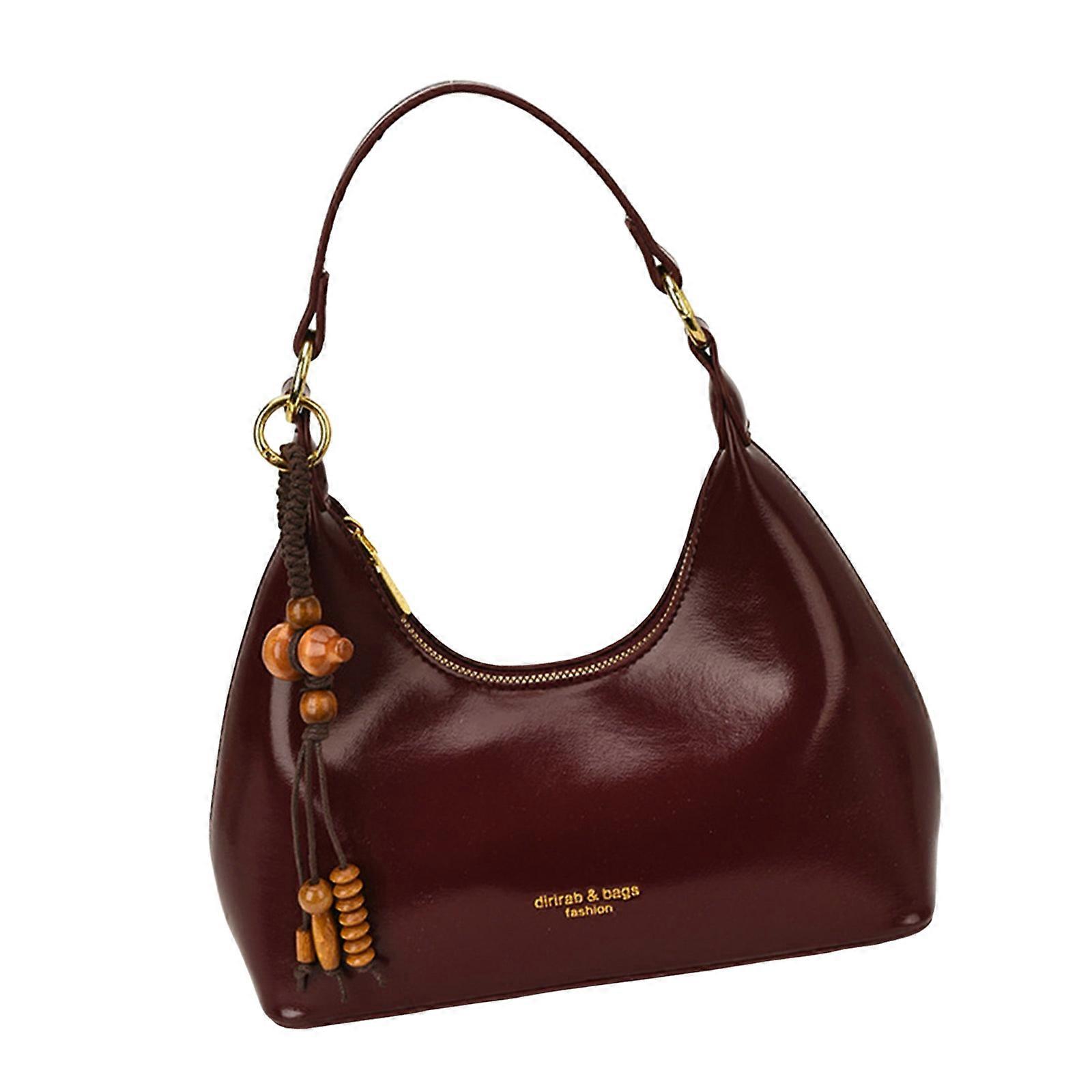 Borsa a tracolla spaziosa in stile punk audace, borsa da sera con interno spazioso, per donne e ragazze, color bordeaux