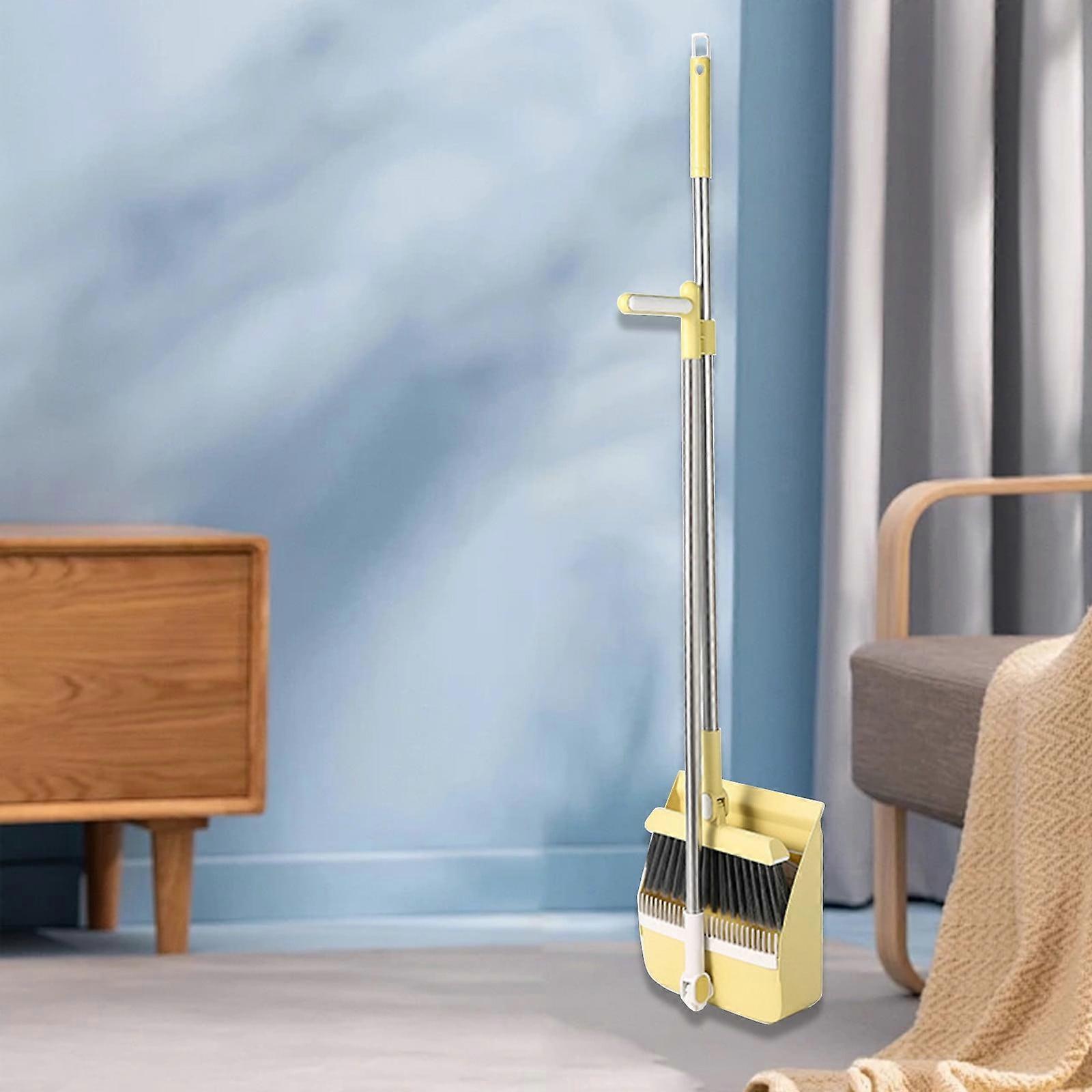 VALSEEL 180° Rotatable Broom & Dustpan Set with Scraping Teeth, Compatible with Home Cleaning, Standing Storage Buckle Type