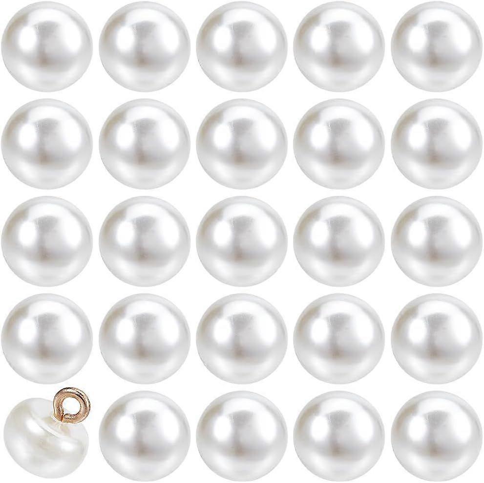 100Pcs 10MM 1 Hole White Pearl Buttons Small Resin Shank Round Shaped Buttons Mini Acrylic Buttons Bulk for Sewing Making Crafts Wedding Decorations J