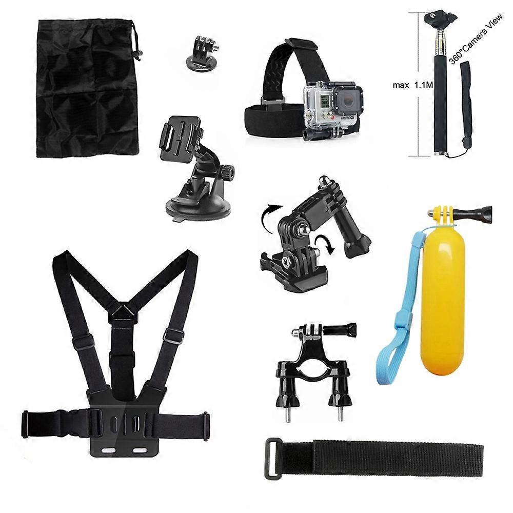 10 in 1 Accessories Kit with Chest Belt, Extendable Self-timer Monopod Compatible For GoPro Hero 4/3+/3/2/1 SJ4000/5000/6000/Xiaom