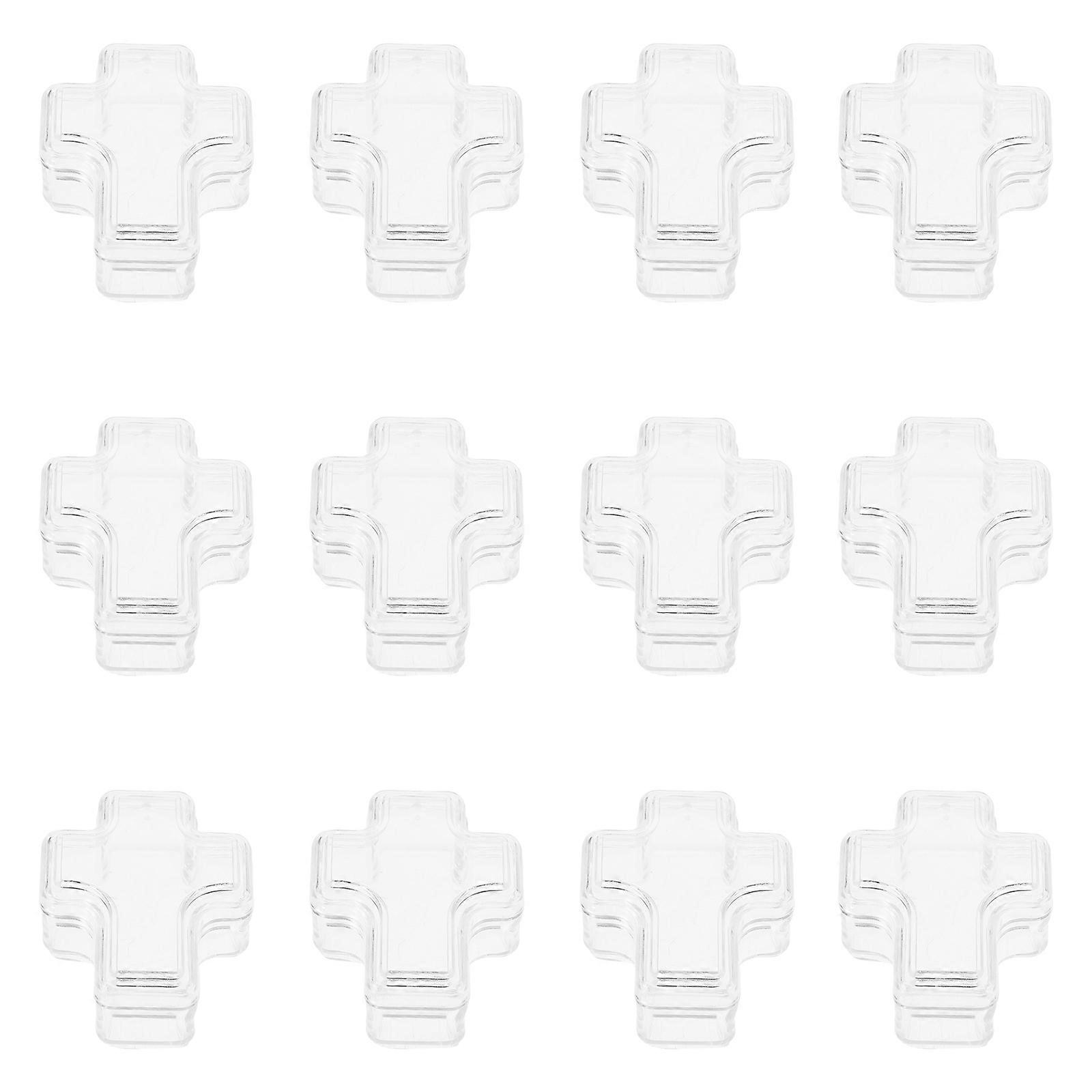 Transparent Cross Box Jewelry Storage Container for Storage 30Pcs