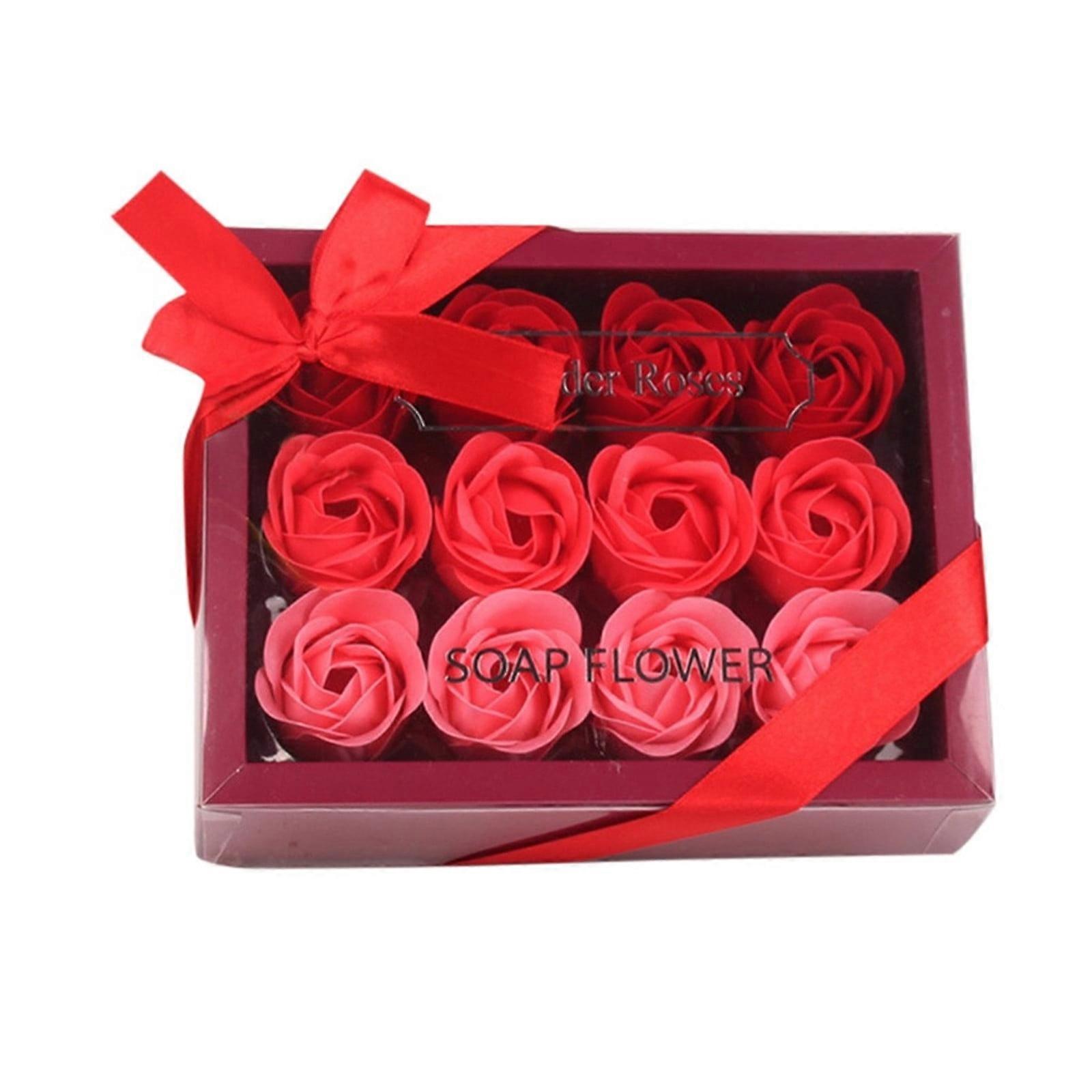 Pretxorve ABS Flower Gift Boxes, Red, 12 Pieces