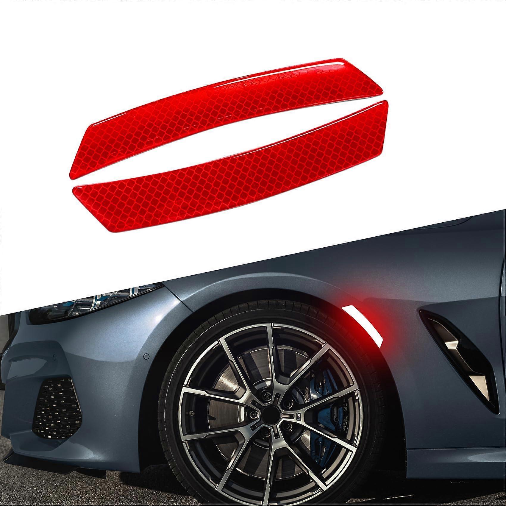 2PCS Red Reflective Car Stickers, Waterproof Side Marker Reflectors,  Night Visibility